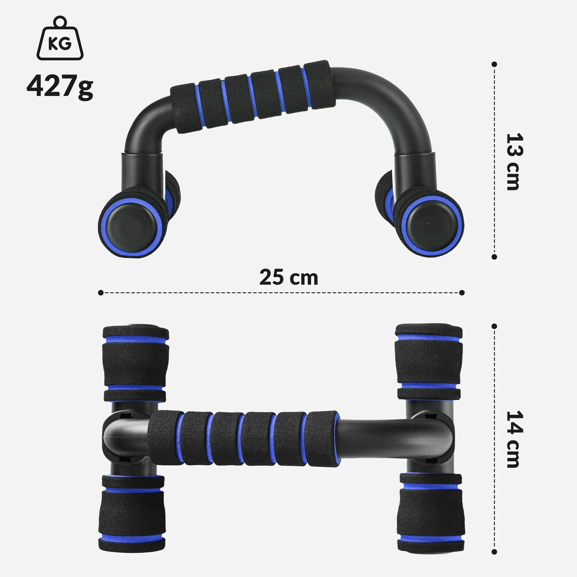 Fizyo 2 Uchwyty do Pompek do Treningu Całego Ciała, Antypoślizgowe Uchwyty z Pianki, Push Up Bar, Domowy Fitness, Chroniące Stawy Nadgarstki, Do Treningu Mięśni i Siłowego, Zestaw 2 sztuk