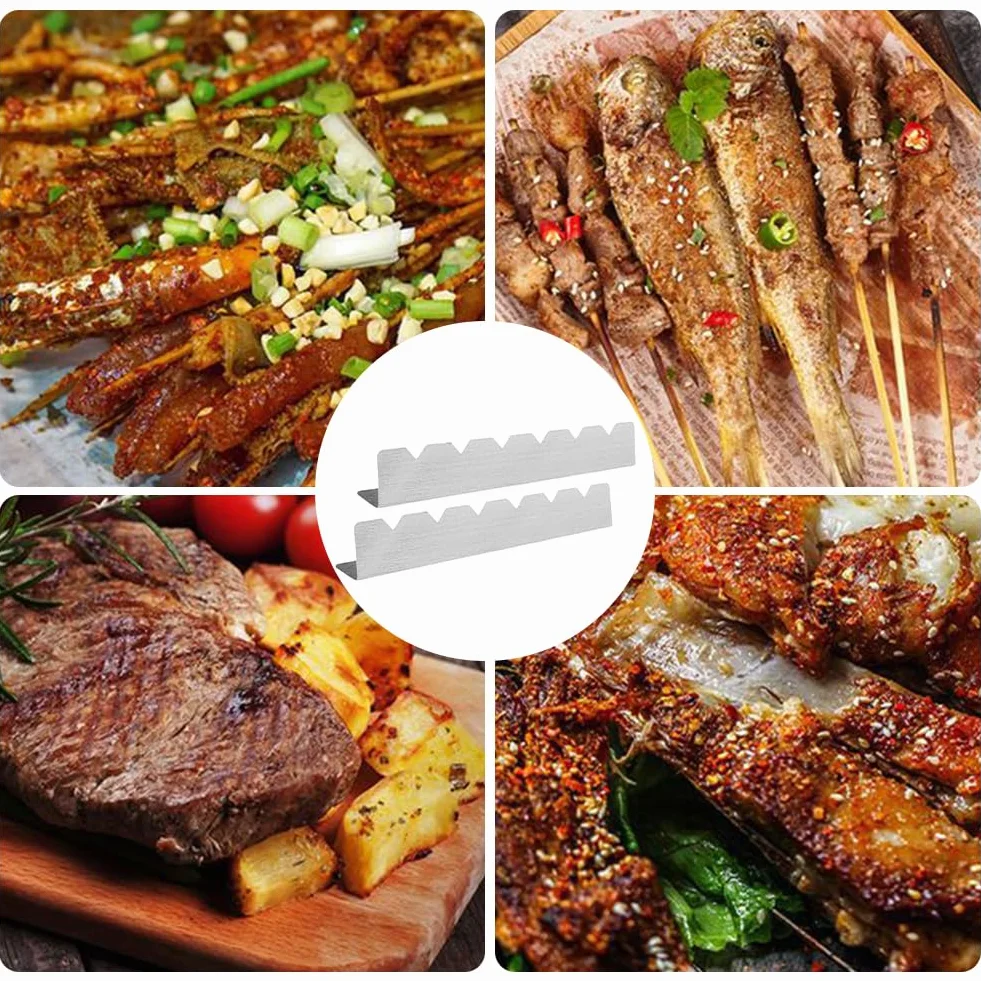 Uchwyt na rożen do grilla, 2 sztuki uchwytów na rożen ze stali nierdzewnej, szaszłyki kebabowe, akcesoria do grilla, na kemping i wędrówki, grill na świeżym powietrzu