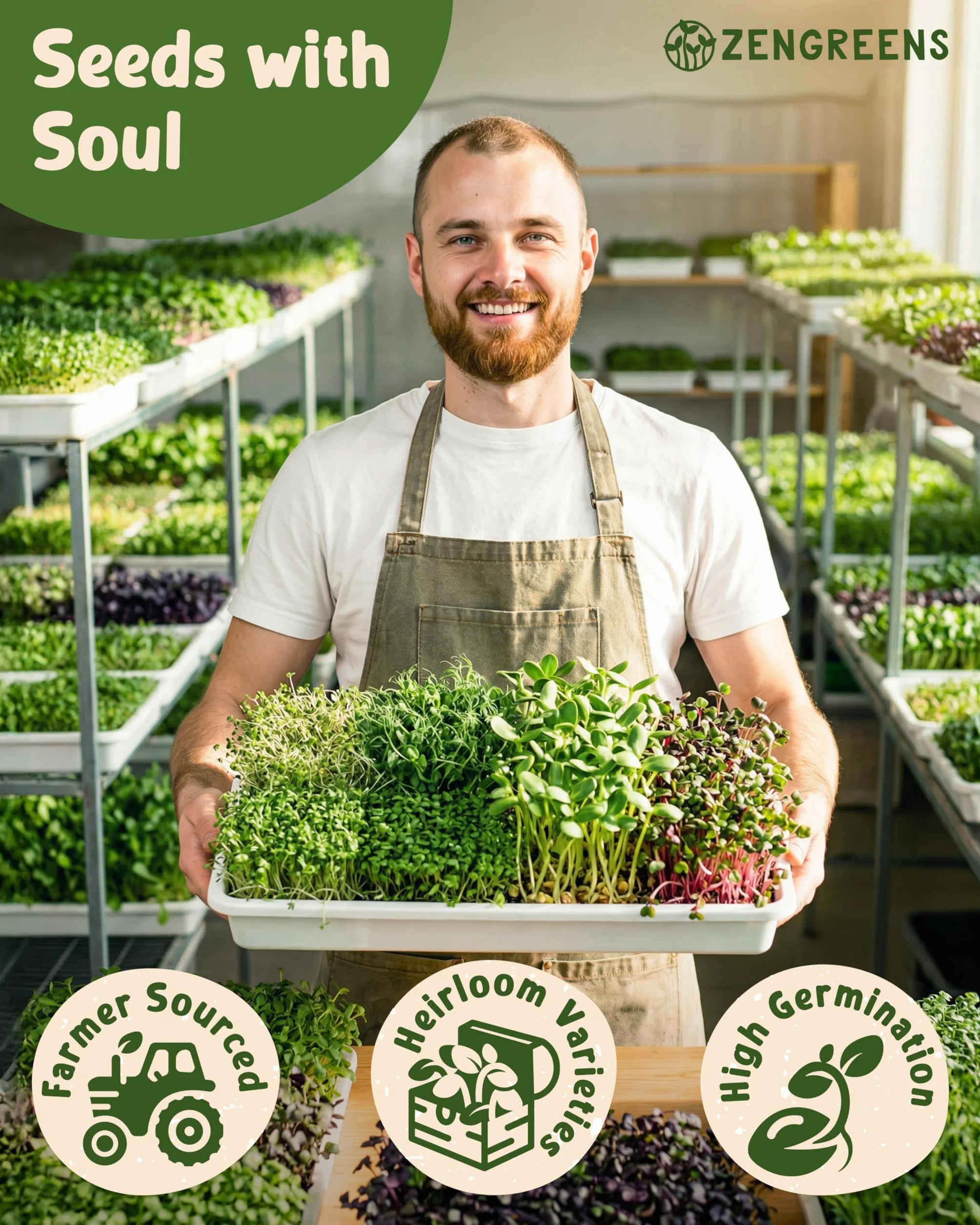 ZenGreens® - Organiczne Kiełki & Microgreens Zestaw Nasion - 20szt