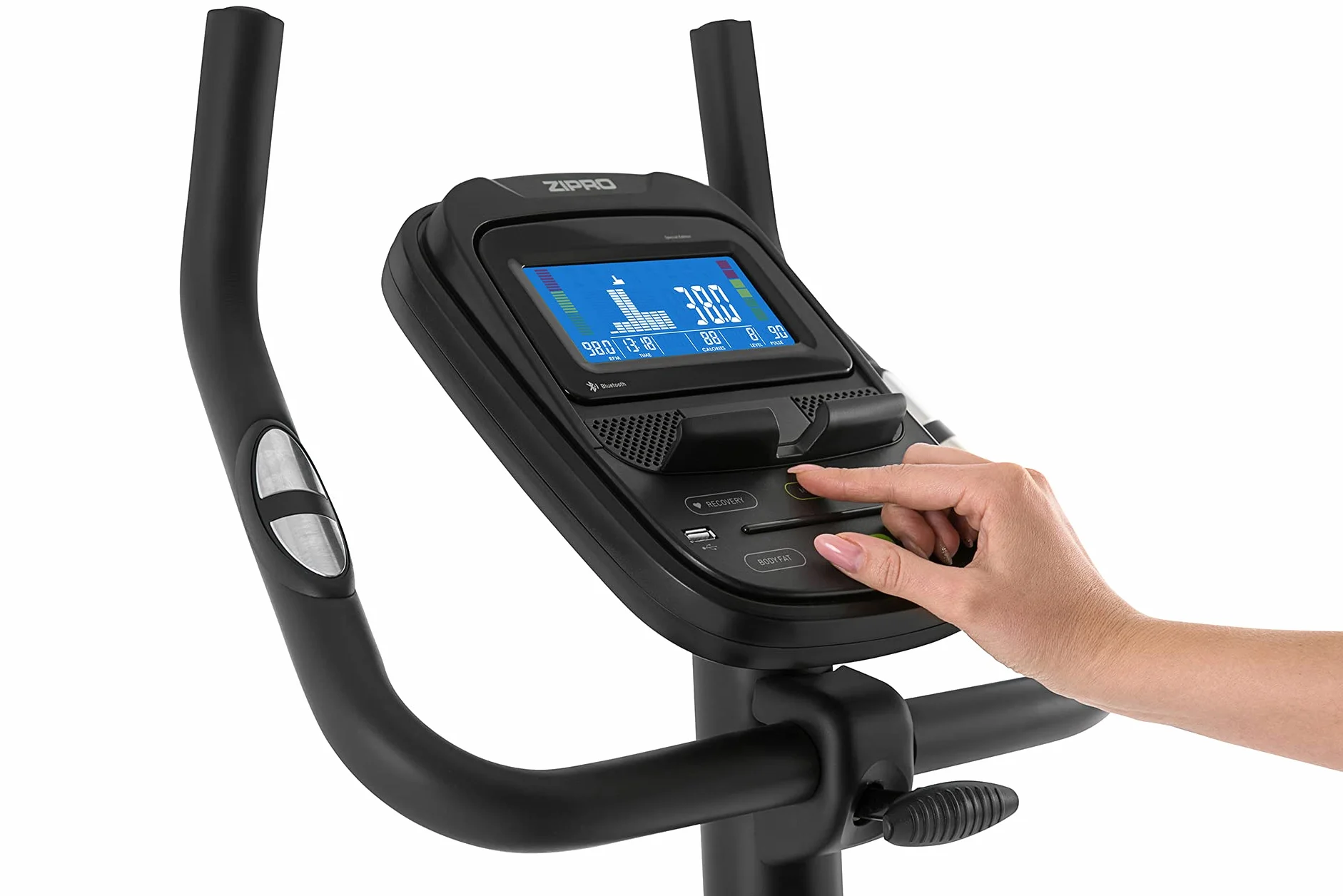 ZIPRO Flame Rower Stacjonarny Elektryczno-Magnetyczny - Domowy Sprzęt Fitness - Kompatybilny z iConsole i Kinomap - Sterowanie za Pomocą Smartfona - Pomiar Pulsu i Tkanki Tłuszczowej