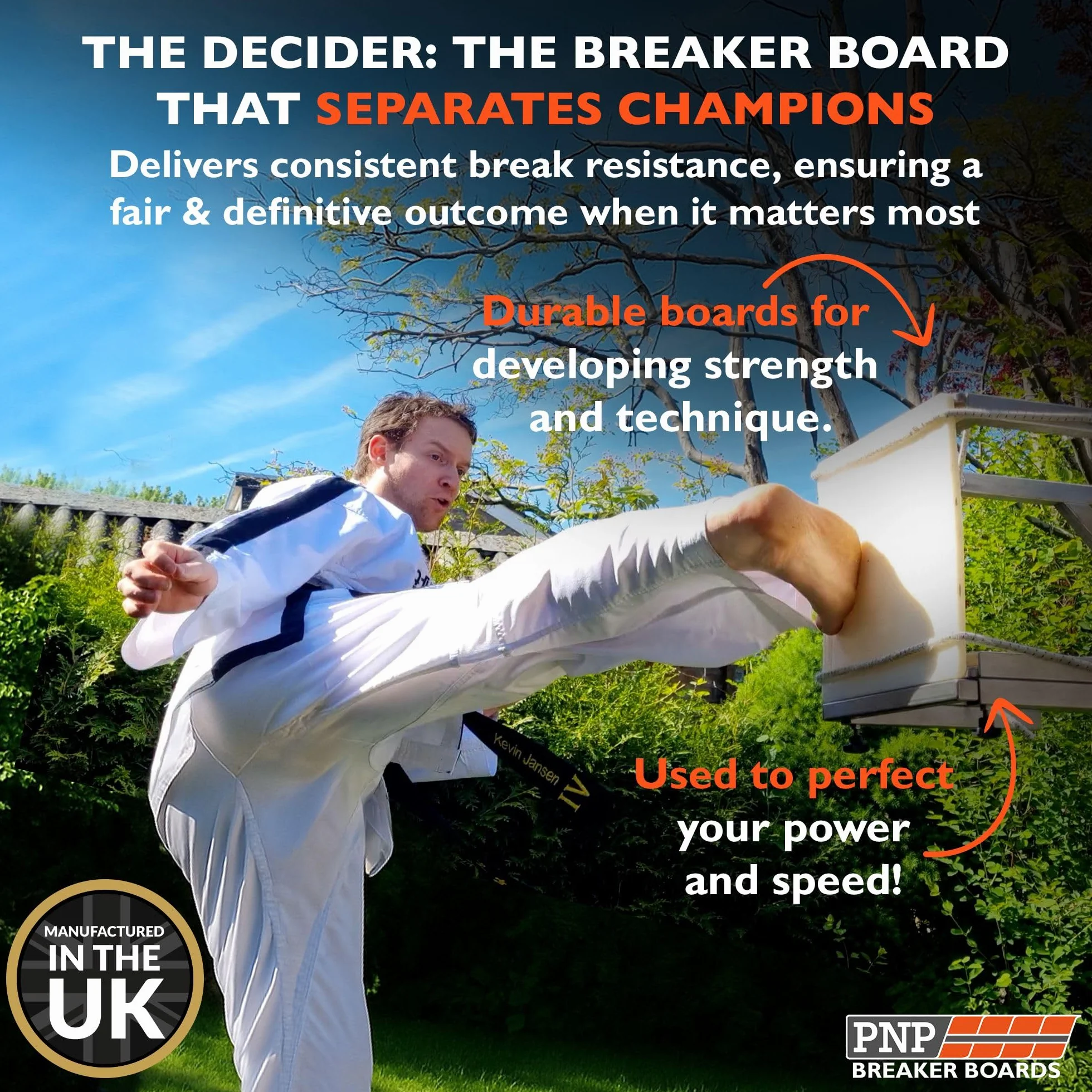 PNP Re-Breakable Martial Arts Breaking Board - naturalna bez podkładki - siła zerwania 7,6 m-lb - trwała, opływowa i gotowa do zawodów