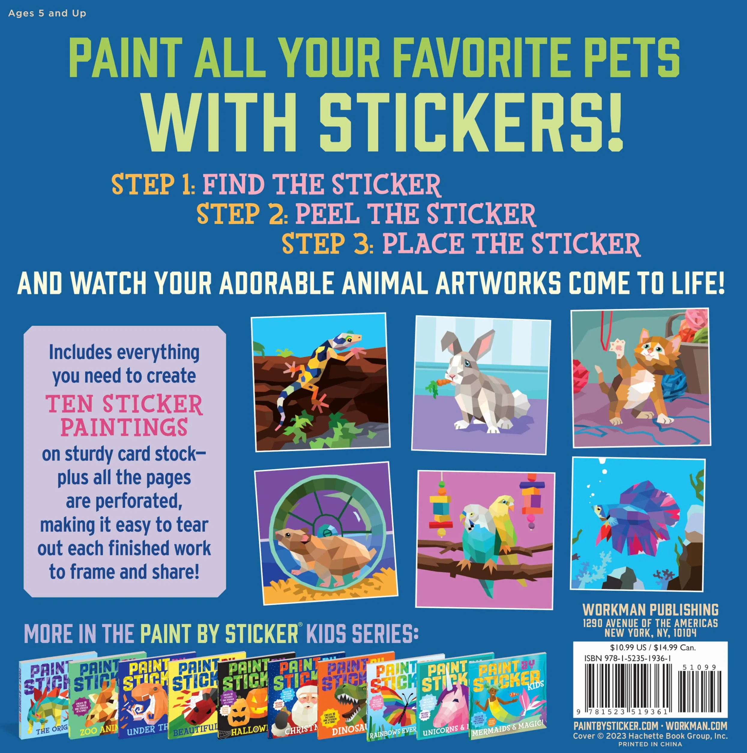 Paint by Sticker Kids: Pets: Create 10 Pictures One Sticker at a Time!