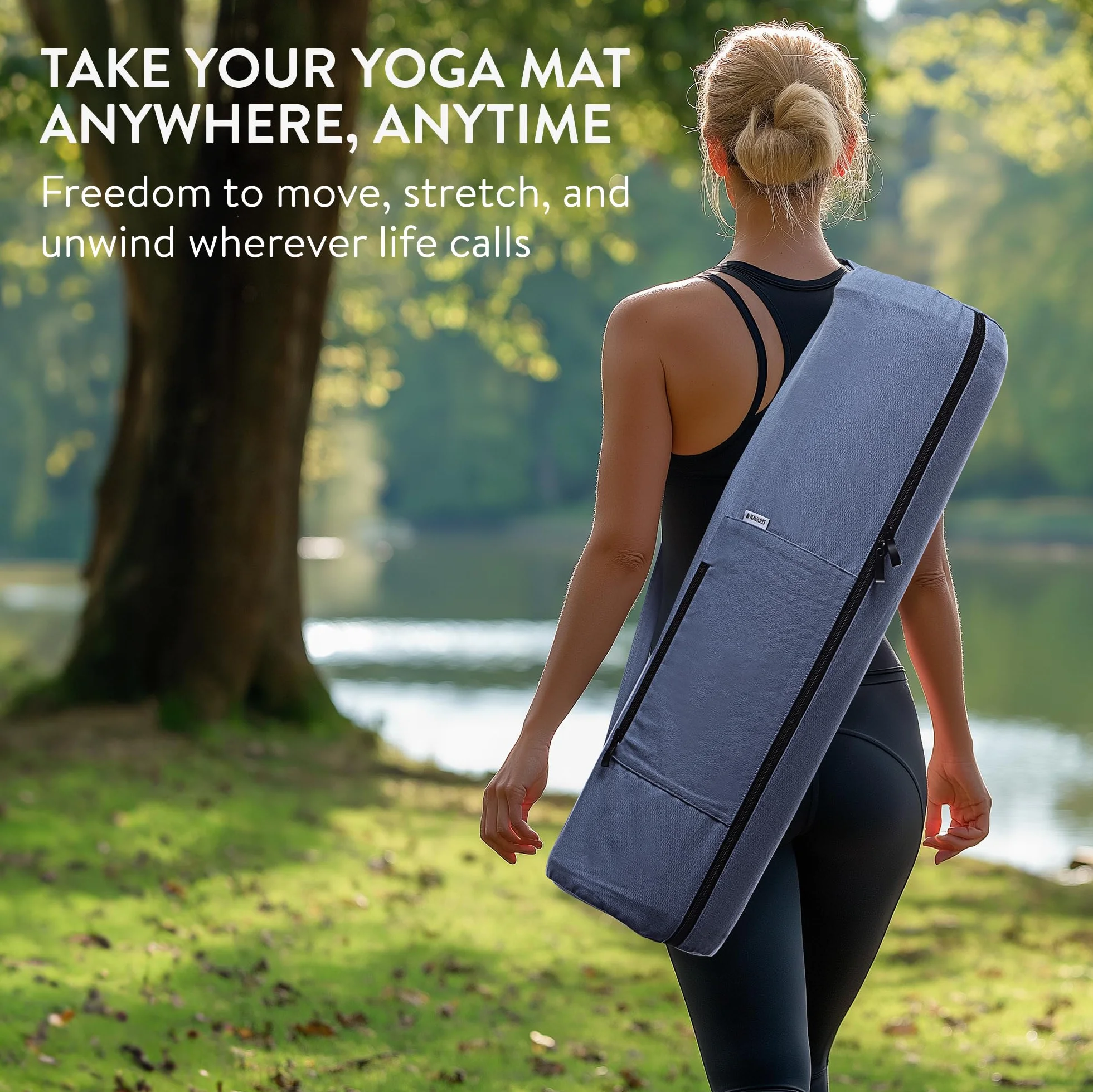 Navaris Torba XXL mata do jogi - bawełniana torba z zamkiem błyskawicznym Pasek na ramię 72 x 29 cm - joga pilates gimnastyka - różne kolory