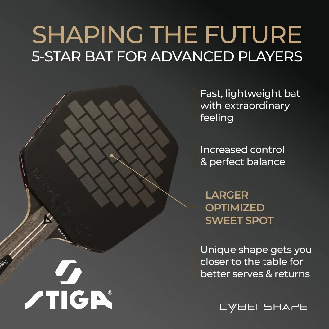 STIGA Pro Carbon+ Cybershape rakieta do tenisa stołowego, 5-gwiazdkowa profesjonalna rakieta do tenisa stołowego o sześciokątnym kształcie dla graczy ofensywnych