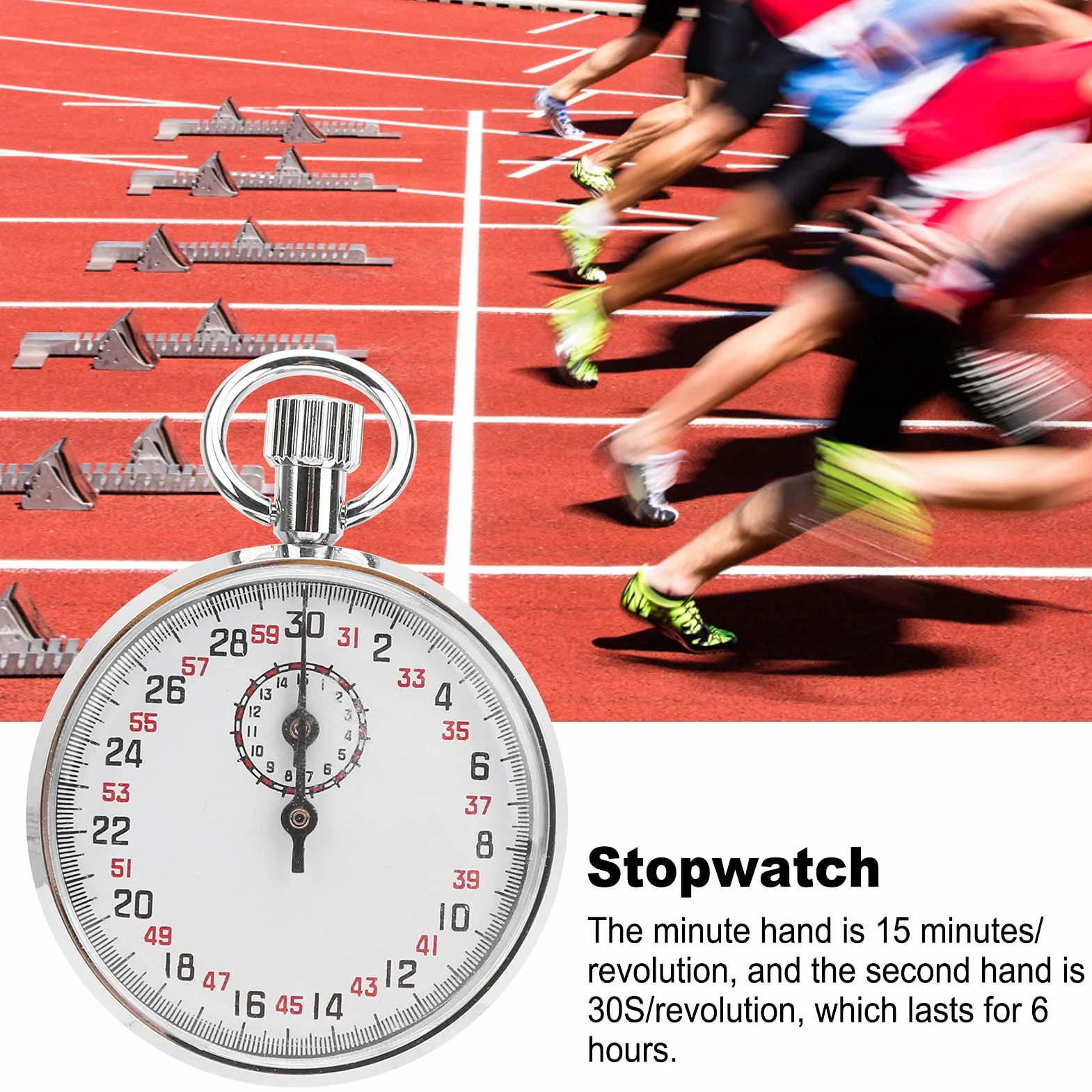 Mechaniczny Stoper Sportowy Ze Stali Nierdzewnej Chronograf Timer Przenośny Minutnik