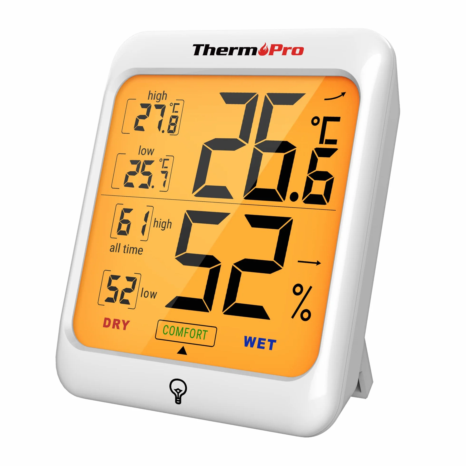 ThermoPro TP53 Profesjonalny termometr z higrometrem do domu, pomiar wilgotności i temperatury otoczenia, cyfrowy, z podświetleniem