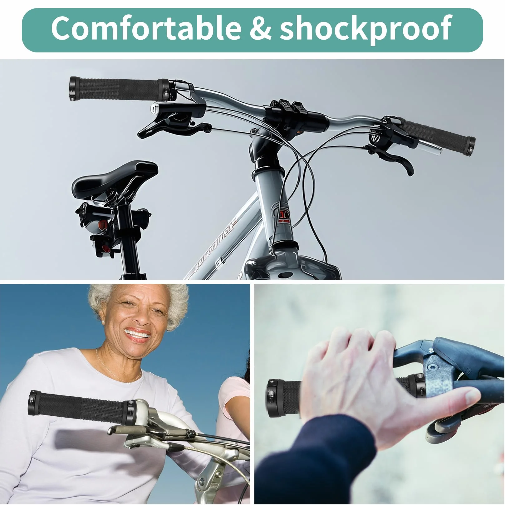 Rączki do Roweru MTB Ergonomiczne Antypoślizgowe 2 Sztuki Średnica 22 mm Gumowe Podwójny System Mocowania