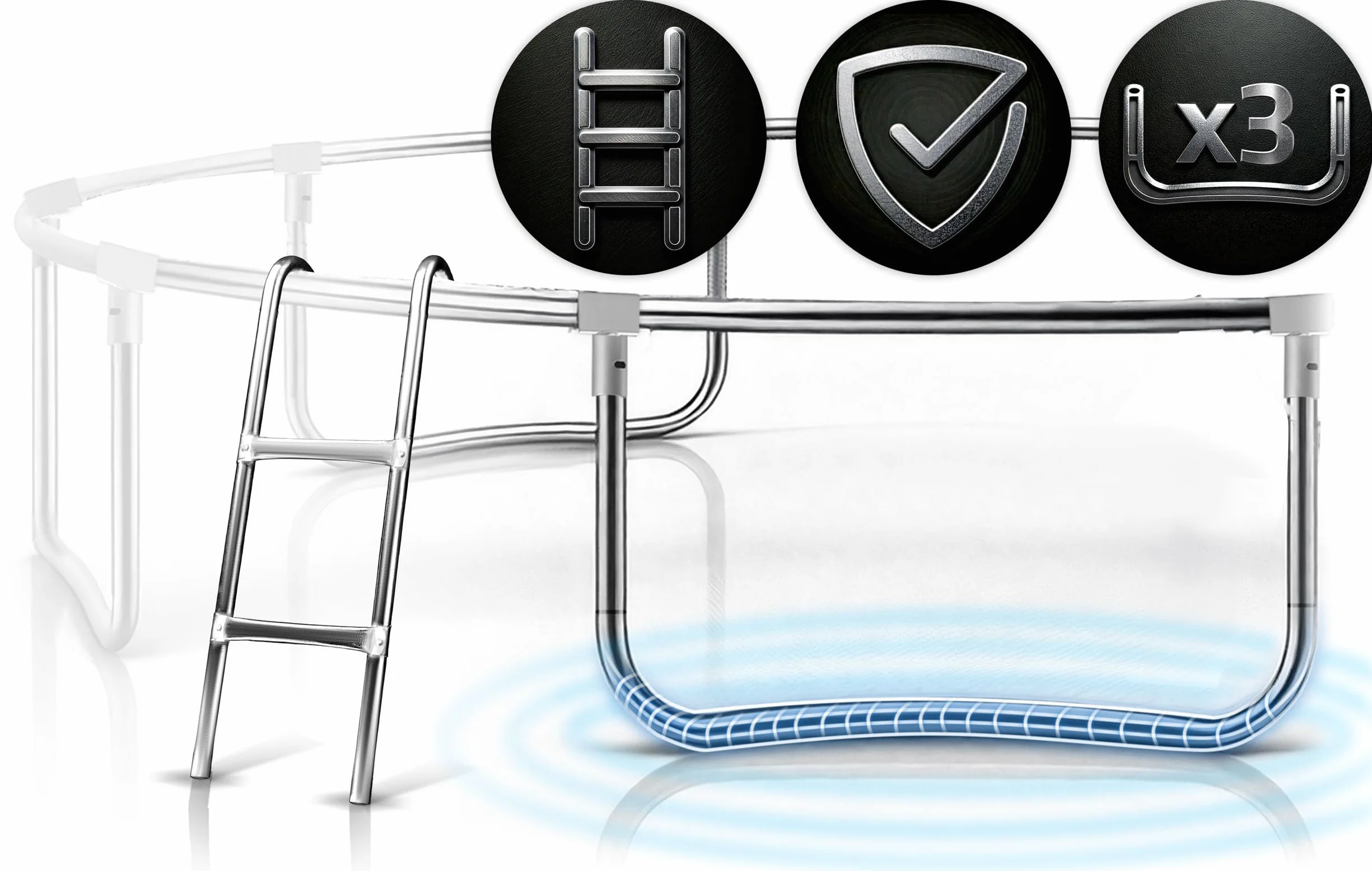 Neo-Sport Trampolina Ogrodowa Dla Dzieci Z Zewnętrzną Siatką Zabezpieczającą Drabinką 183 cm 6 ft Czarny Niebieski