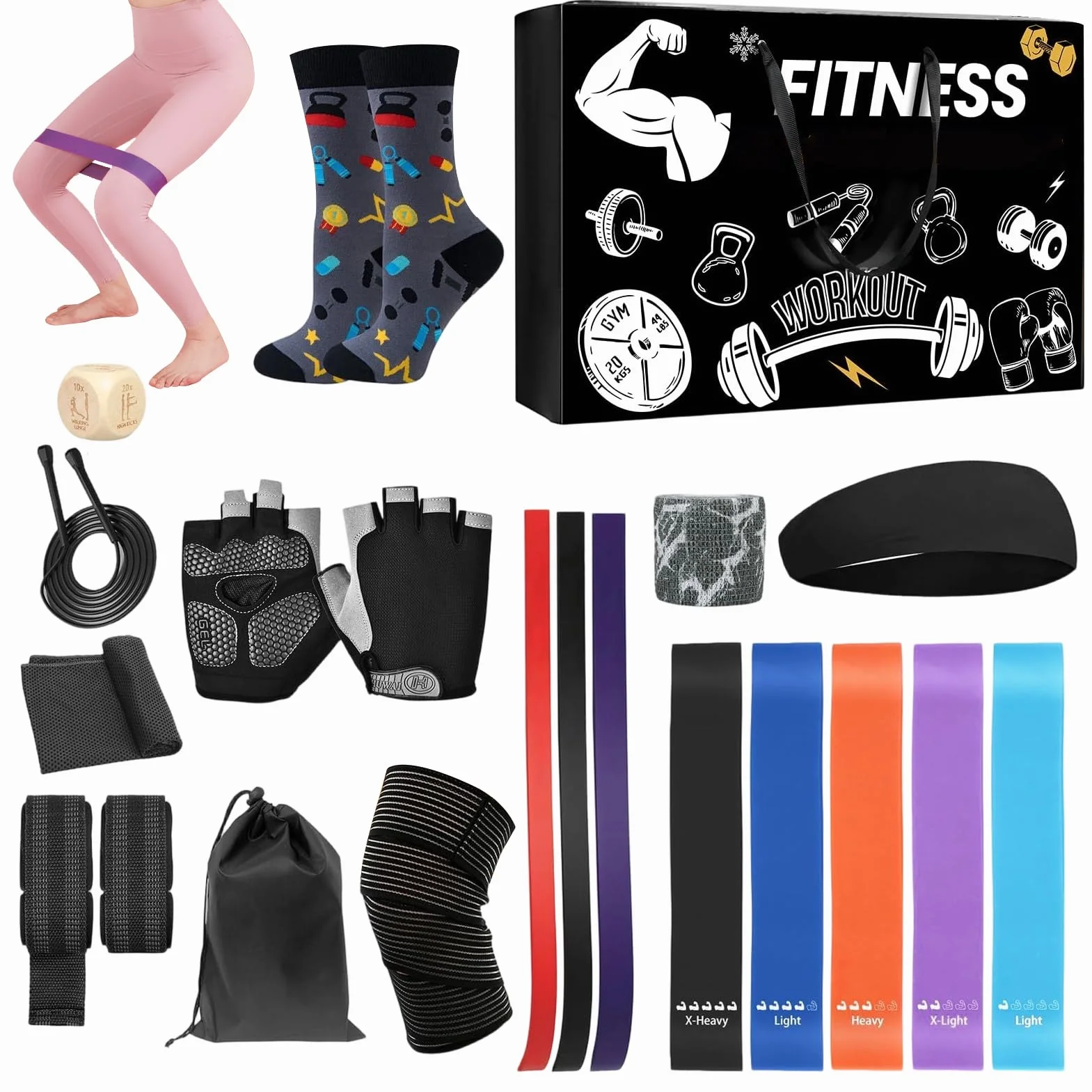Kalendarz adwentowy fitness zestaw 24-dniowego sprzętu treningowego siła cardio