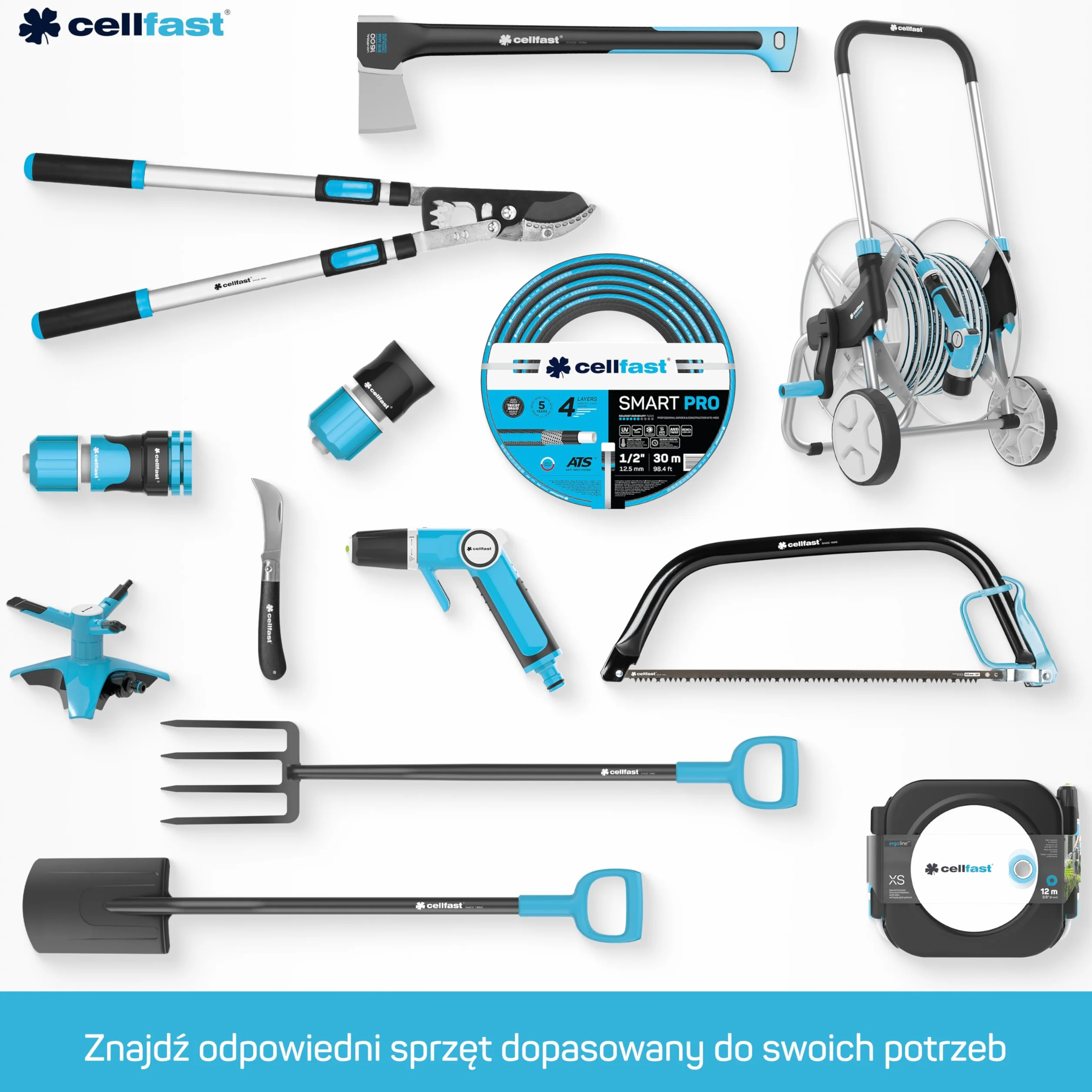 Cellfast Wąż Ogrodowy MULTIFLEX PRO, Wytrzymały, 6-Warstwowy, oplot trykotowy ATS2, Odporny na UV i Glony, Wolny od metali ciężkich, technologia velvet, 35 Bar, -20/+65°С temp. 1/2", 20m