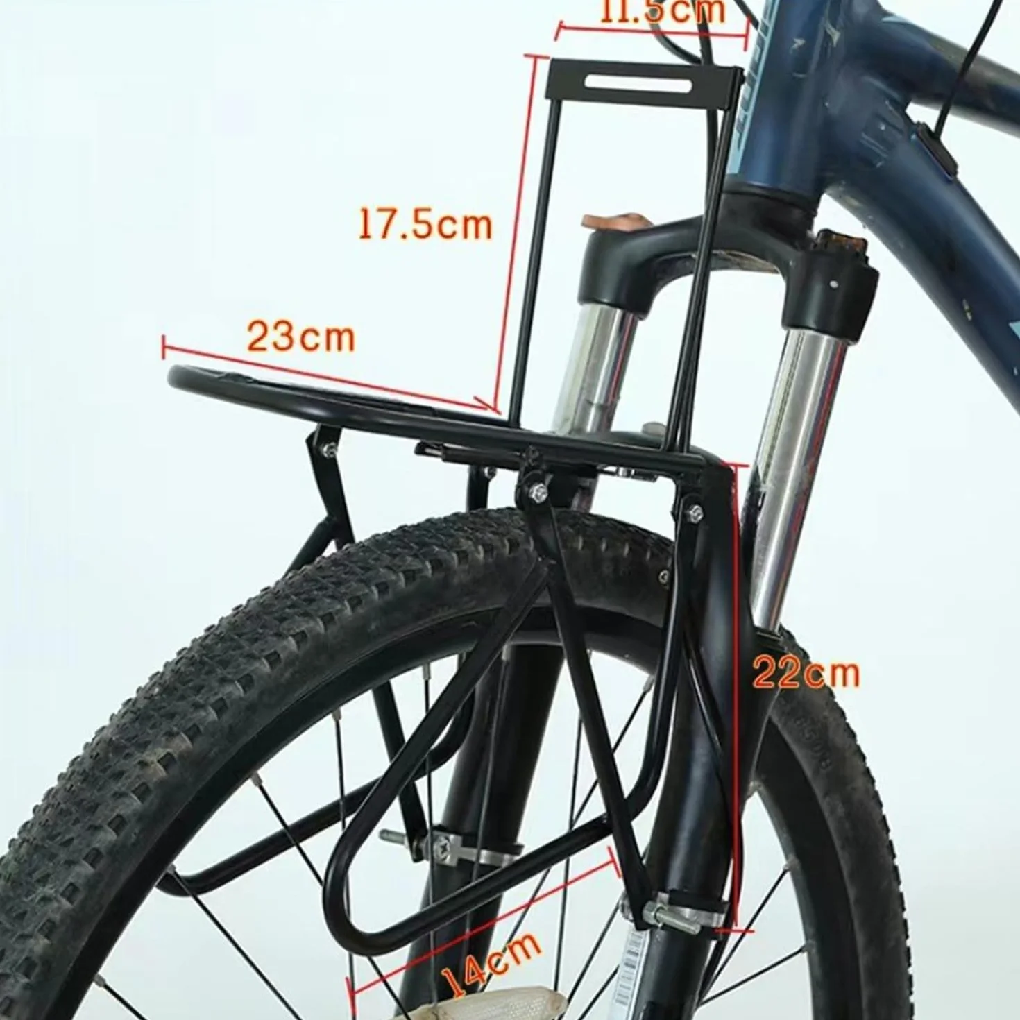 Bagażnik rowerowy przedni z nakrętką zabezpieczającą Udźwig 20 kg Bagażnik rowerowy Półka bagażowa Możliwość montażu kosza rowerowego na wycieczki rowerowe Kemping