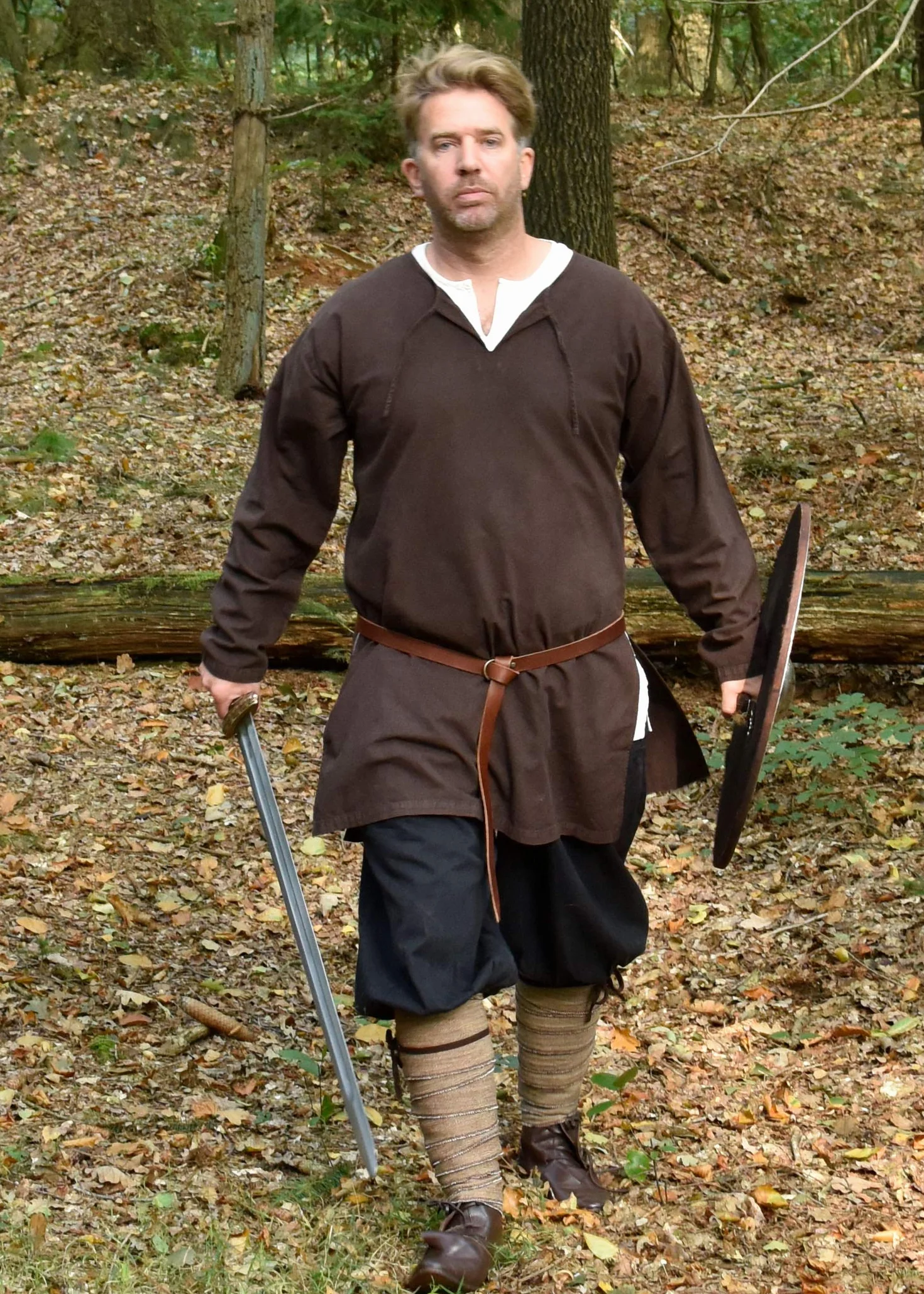 Battle-Merchant 1 para owijek do łydek/owijek na nogi ze wzorem w jodełkę, brązowy/naturalny, 350 x 10 cm