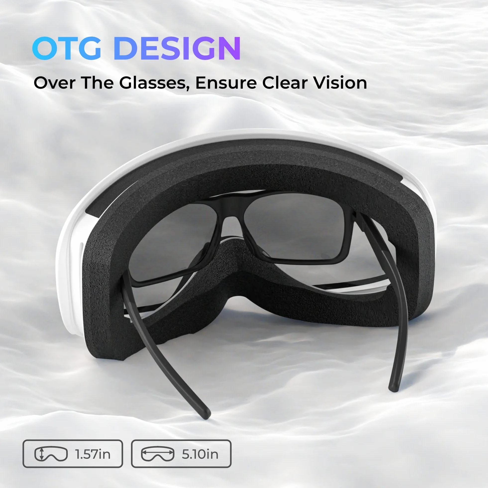 ACURE SG02 Okulary narciarskie, gogle do jazdy na nartach i desce snowboardowej OTG, bez oprawek, podwójne soczewki z ochroną przeciwmgielną i UV400 dla mężczyzn, kobiet i młodzieży