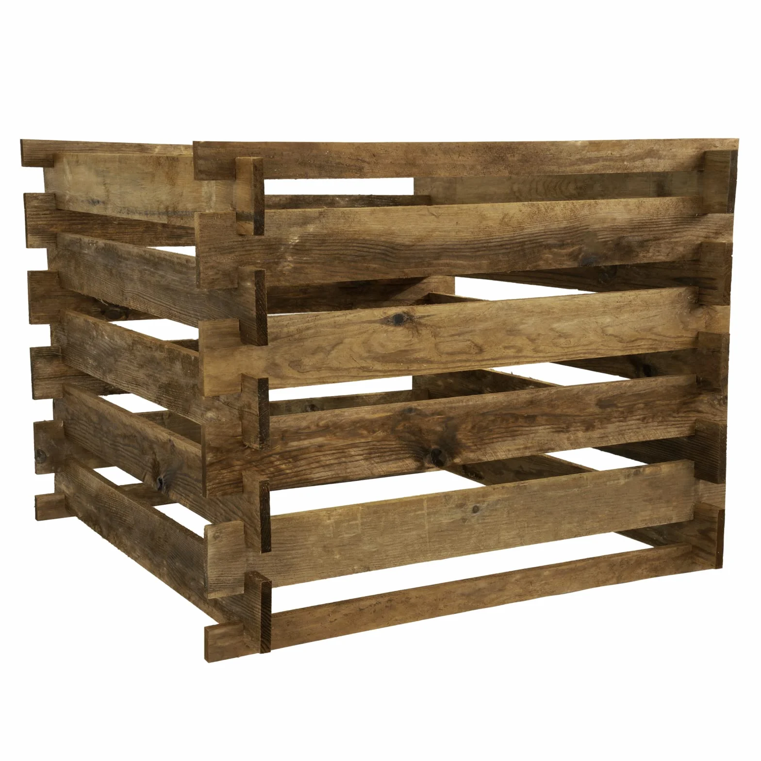 Drewniany kompostownik z sosny brązowej od Gartenwelt Riegelsberger, impregnowany ciśnieniowo, z drewnianym systemem wtykowym, wymiary 120 x 120 cm, wysokość 70 cm