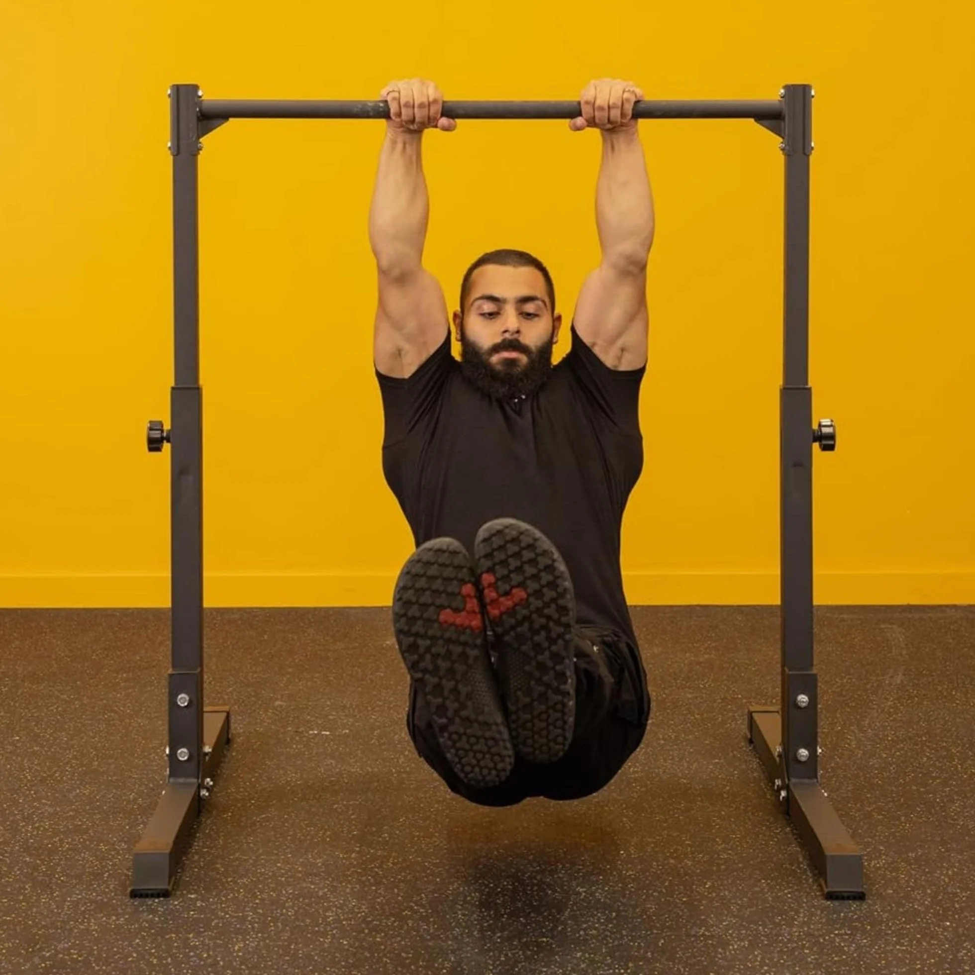 Gravity Fitness Calisthenics Statyczny drążek do treningu siłowego w domu, na siłownię, regulowana wysokość, przedni drążek dźwigni z antypoślizgowymi nóżkami, powlekany proszkowo uchwyt do treningu