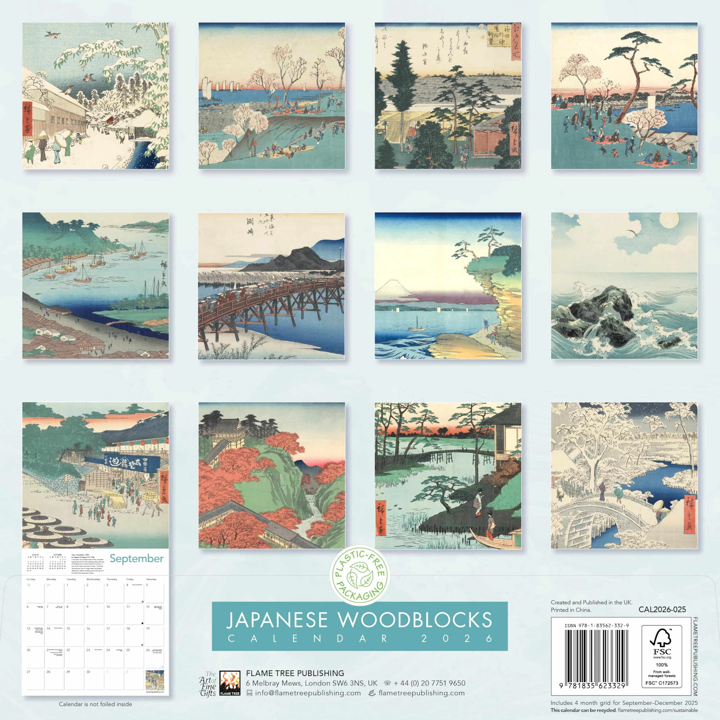 Japanese Woodblocks Wall Calendar 2026 (Art Calendar)