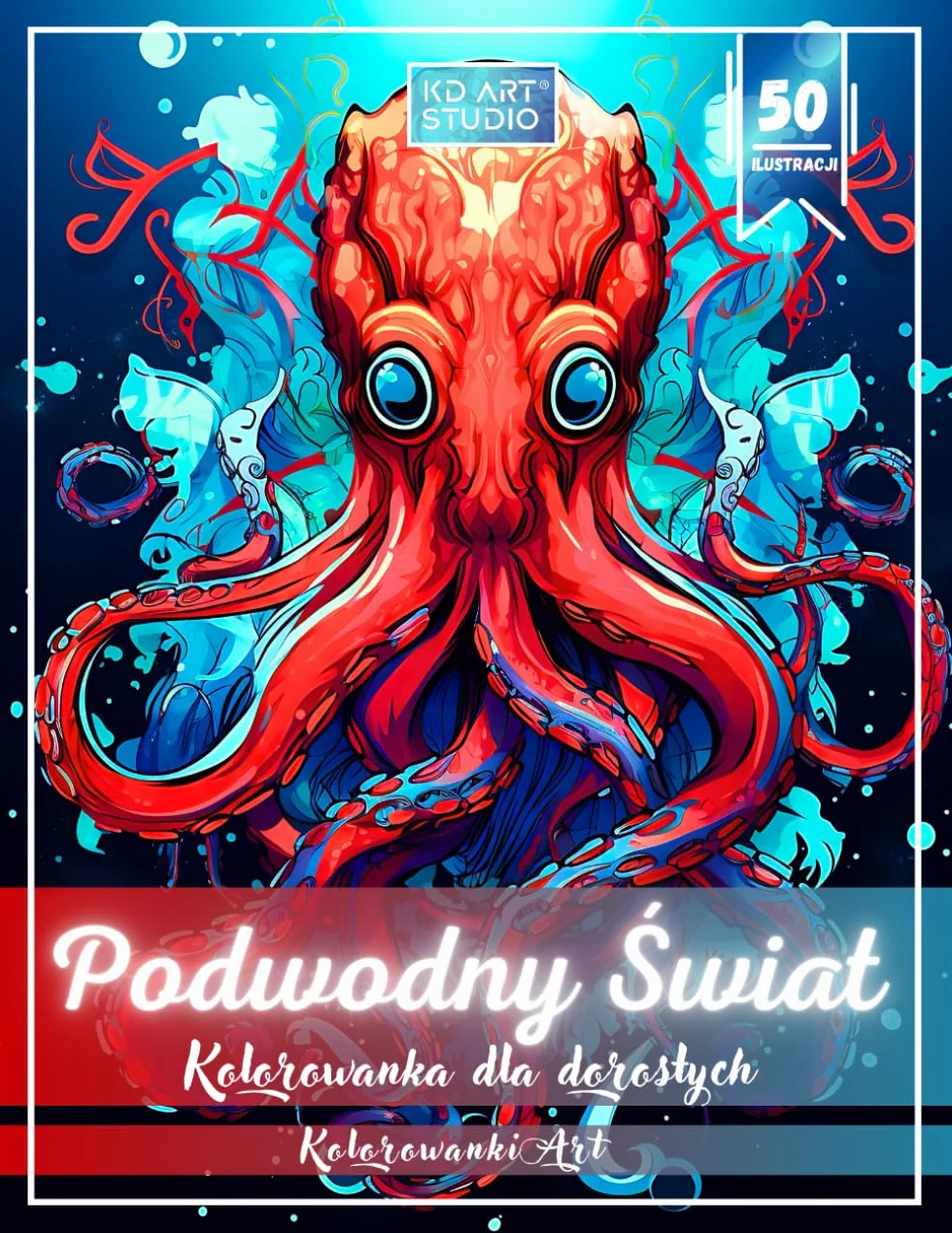 Podwodny Świat Kolorowanka dla dorosłych: 50 ilustracji morskich stworzeń i bajecznych głębin pełnych szczegółów