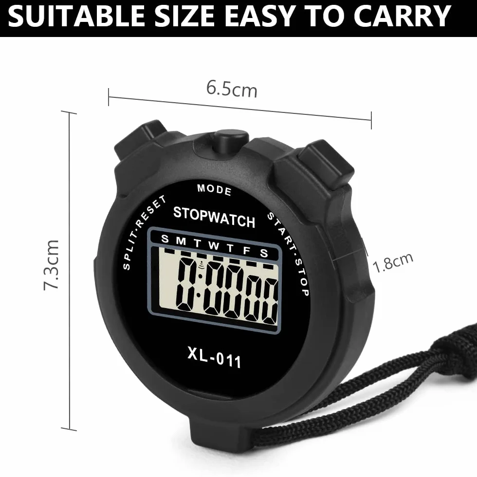 Vicloon Cyfrowy Stoper Sportowy Elektroniczny Zegarek Chronometr Bieganie Siłownia (Czarny)