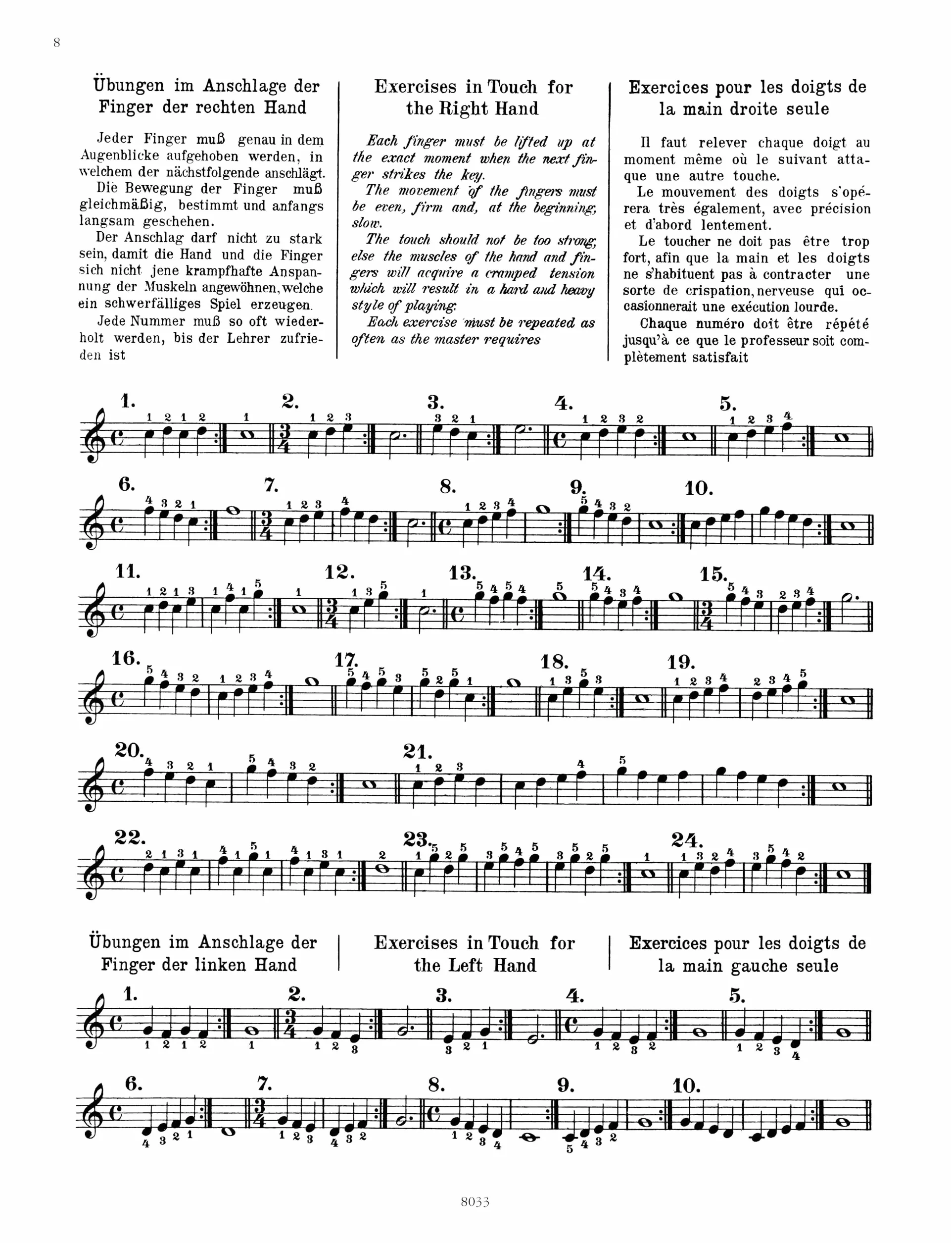 Vorschule im klavierspiel op.101: Preparatory School - Ecole préliminaire