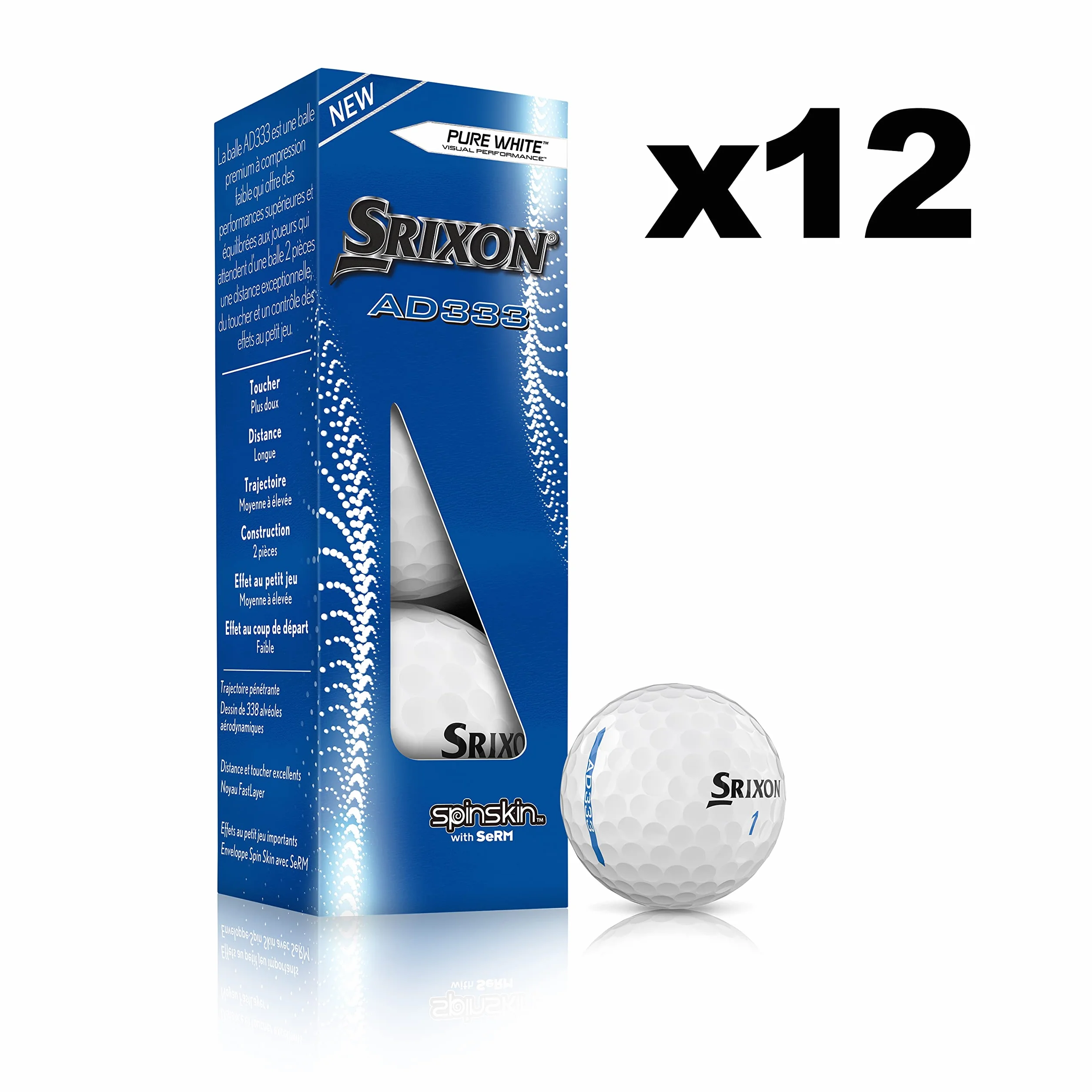 Srixon AD333 piłka golfowa biała 12 sztuk