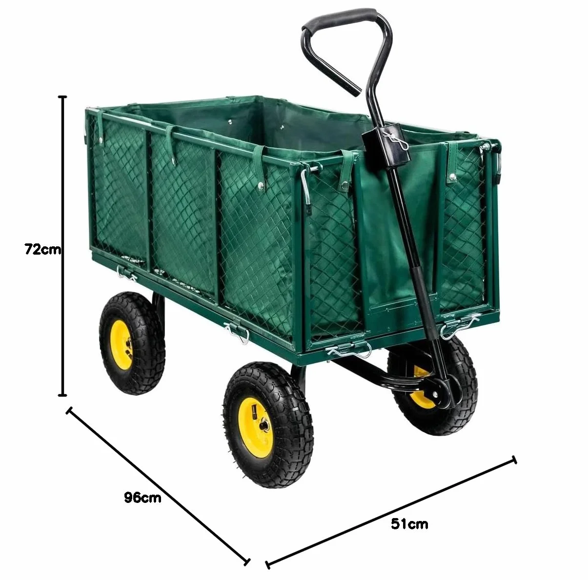 Mega-M Wózek ogrodowy transportowy DUŻY składany OGRODOWY PRZYCZEPKA XXL 3W1 96x51x72 cm, 500 kg udźwigu