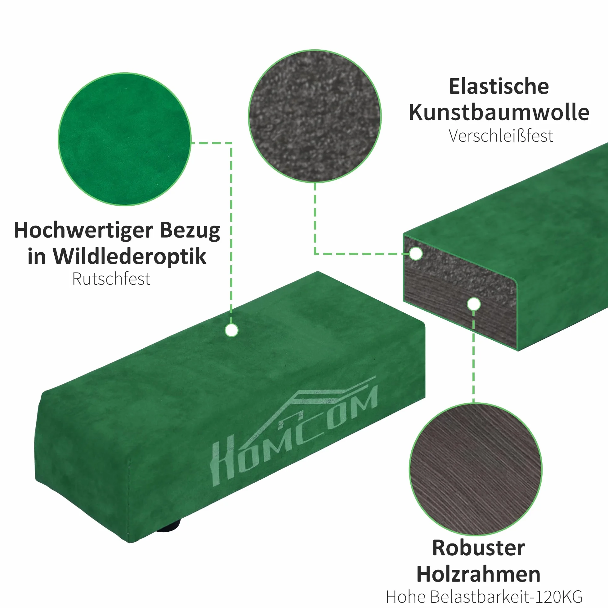 HOMCOM 210 cm Schwebebalken Turnbalken Indoor Outdoor Balance Beam Klappbarer Turnbalken Balance Balken Balancierbalken bis 120 kg