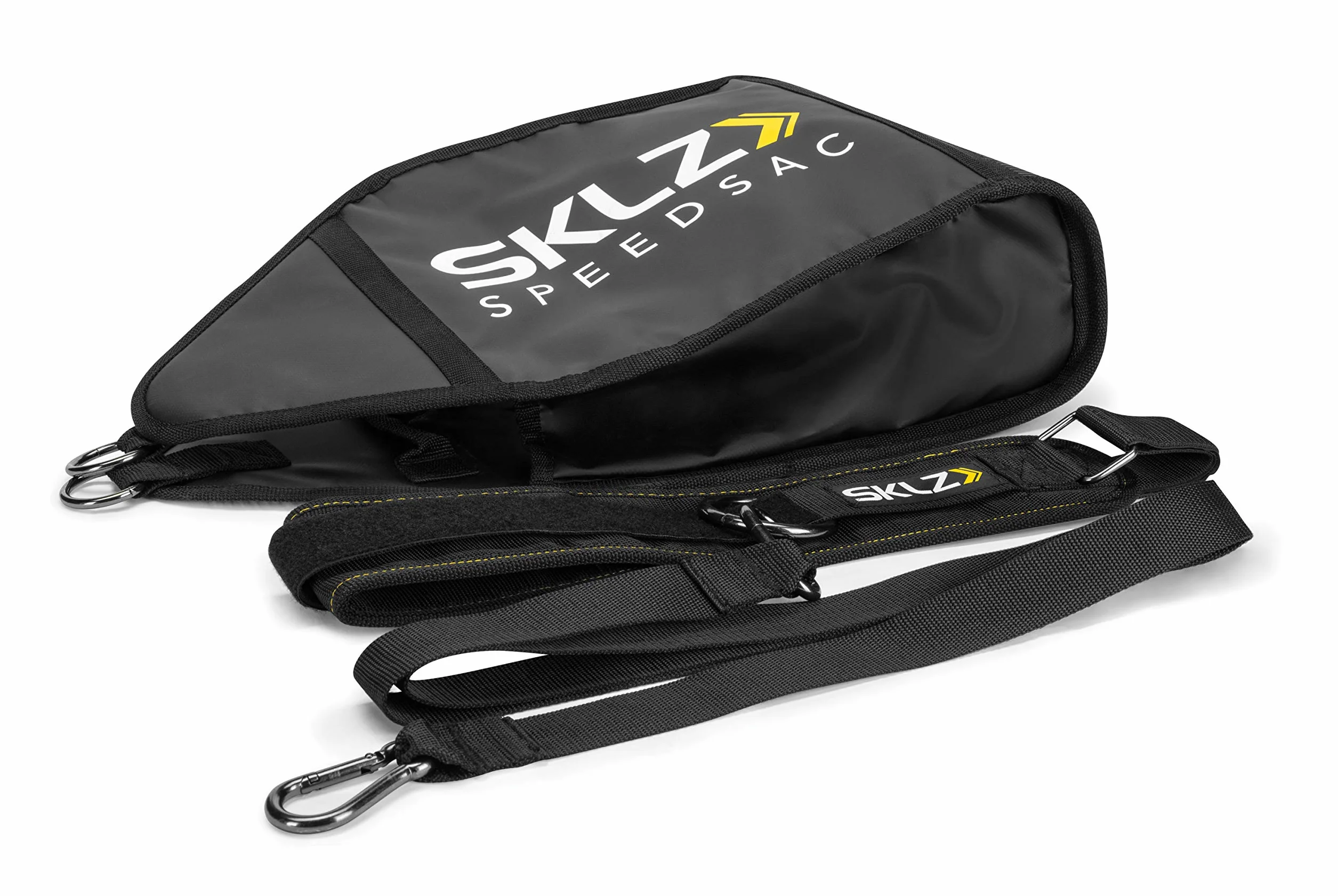 SKLZ Speed Sac, trenażer sanek o zmiennej wadze, sprzęt do treningu siłowego, regulowana smycz i pas biodrowy, czarny, 4,54-13,6 kg