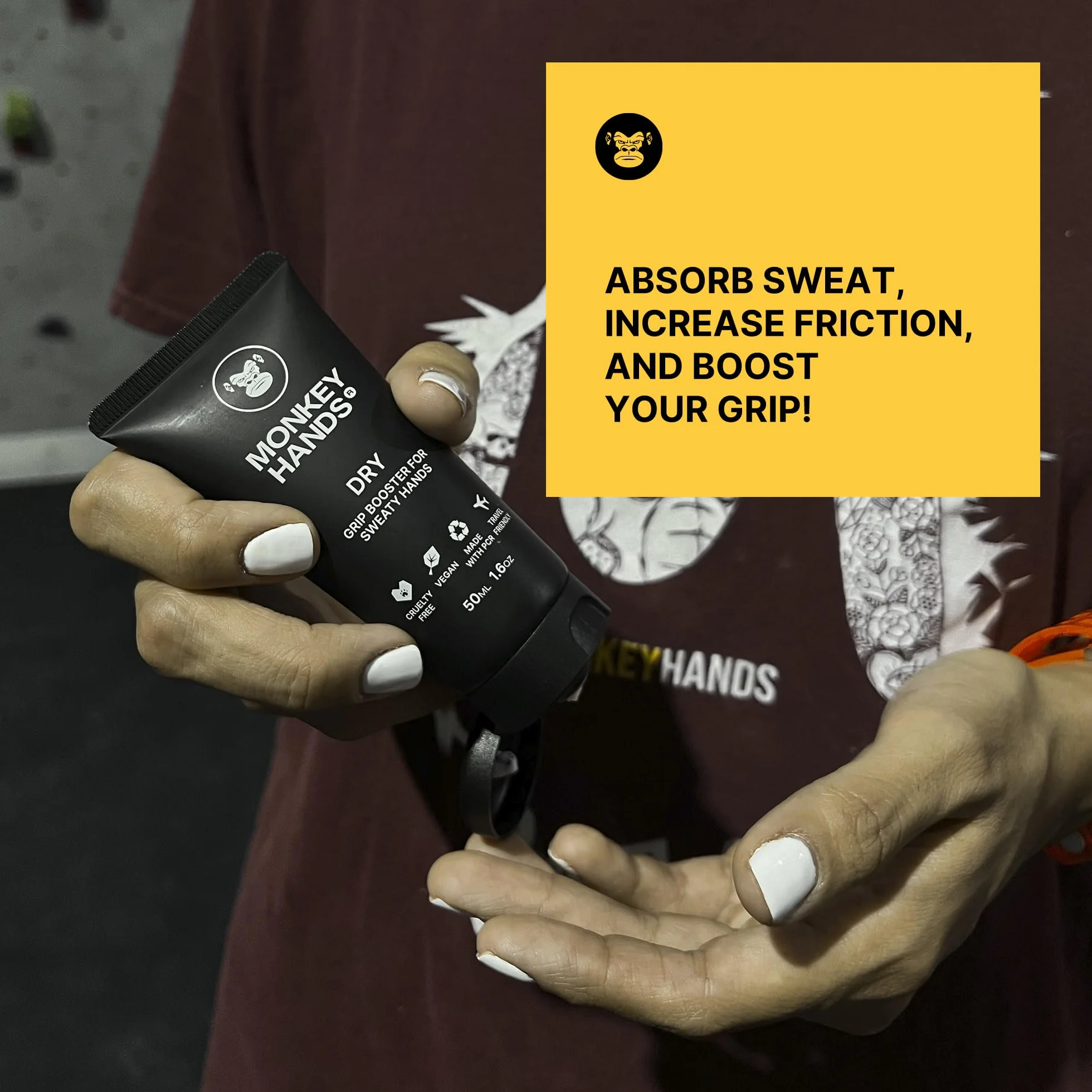 Definitivo Monkeyhands Grip Booster Dry + Light Gel Grip Classic - Idealny do tańca na rurze, Calisthenics, Parkour - pochłania pot i wzmacnia Twój chwyt!