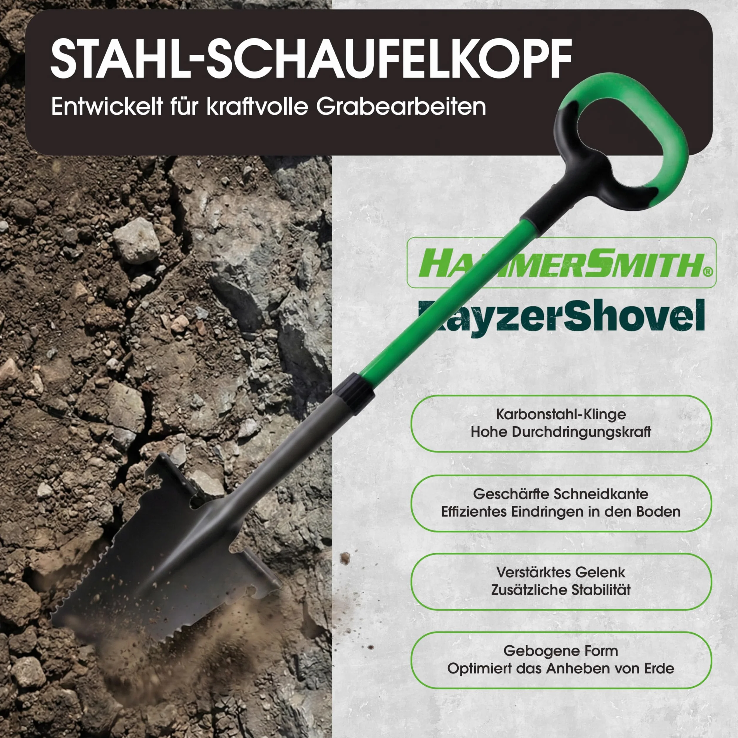 Hammersmith RayzerShovel łopata z piłą do korzeni – łopata ogrodnicza do twardych i kamienistych podłóg do kopania, cięcia i piłowania – krawędź dla większej siły, do ogrodu, na budowę, usuwanie