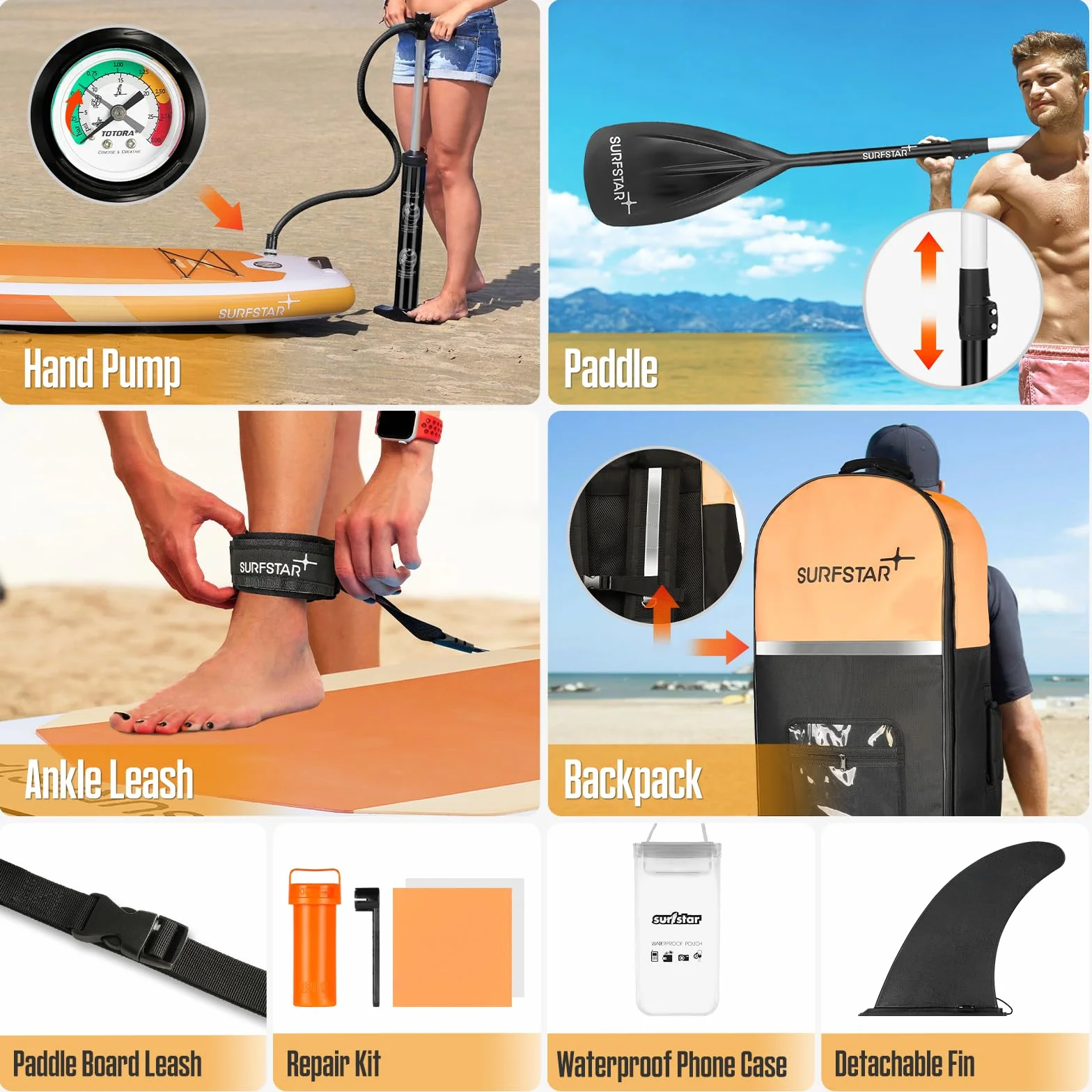 Surfstar Nadmuchiwana deska SUP z mocowaniem na kamerę i akcesoriami