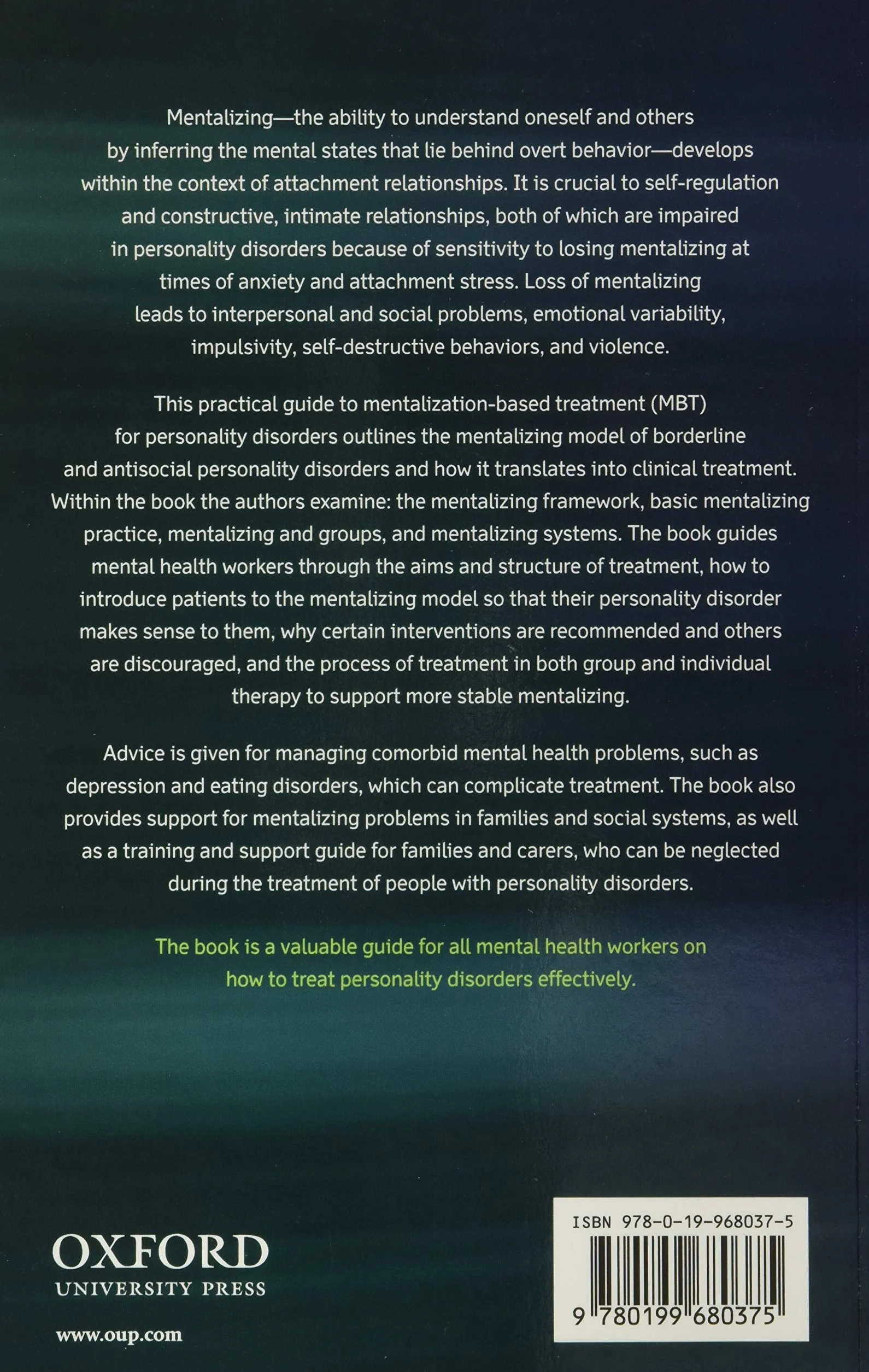 Mentalization Based Treatment for Personality Disorders: A Practical Guide