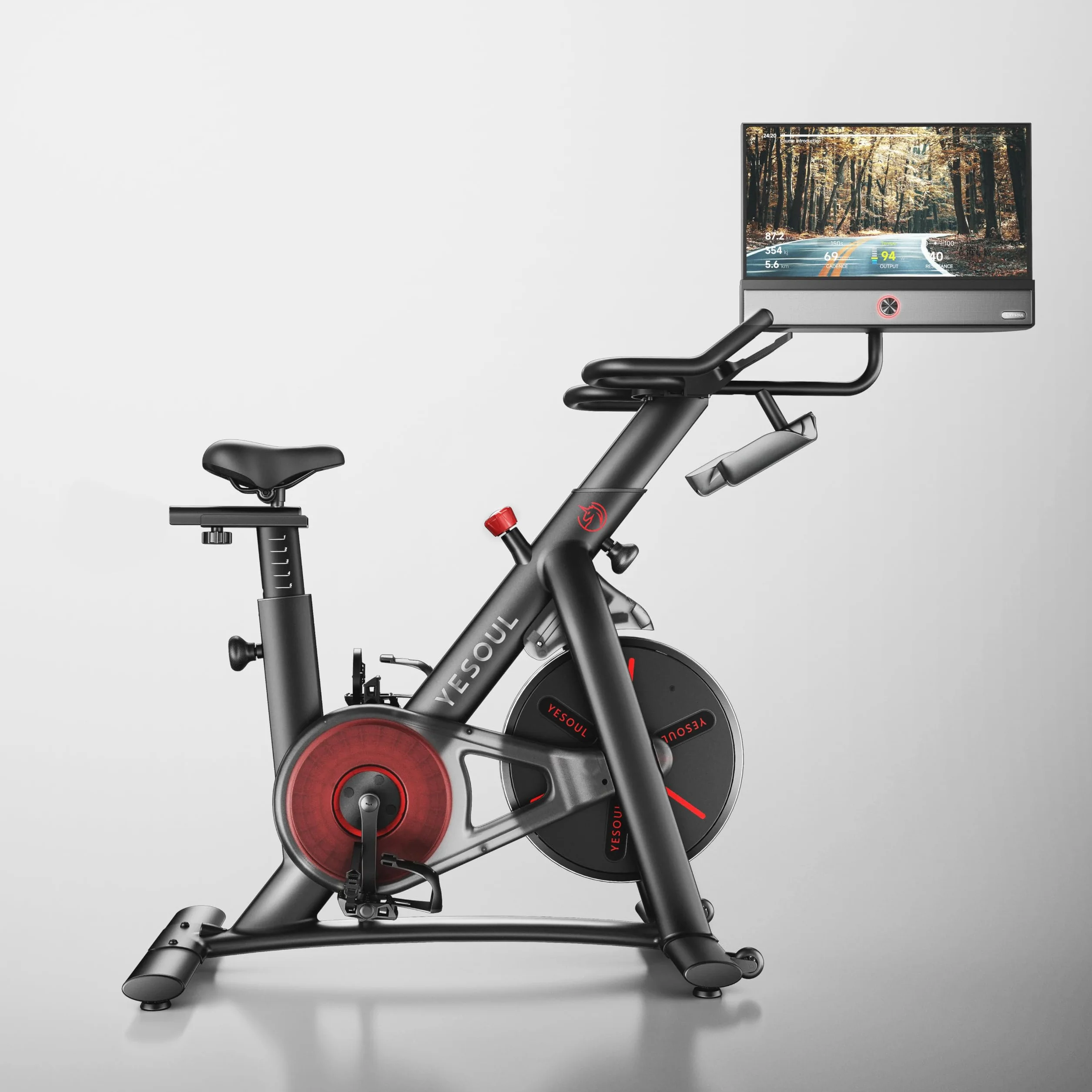 YESOUL G1M Plus trenażer domowy, cichy rower treningowy do treningu kardio z nowym ekranem FHD 21,5", oporem magnetycznym, dźwiękiem 360° i odbiciem ekranu