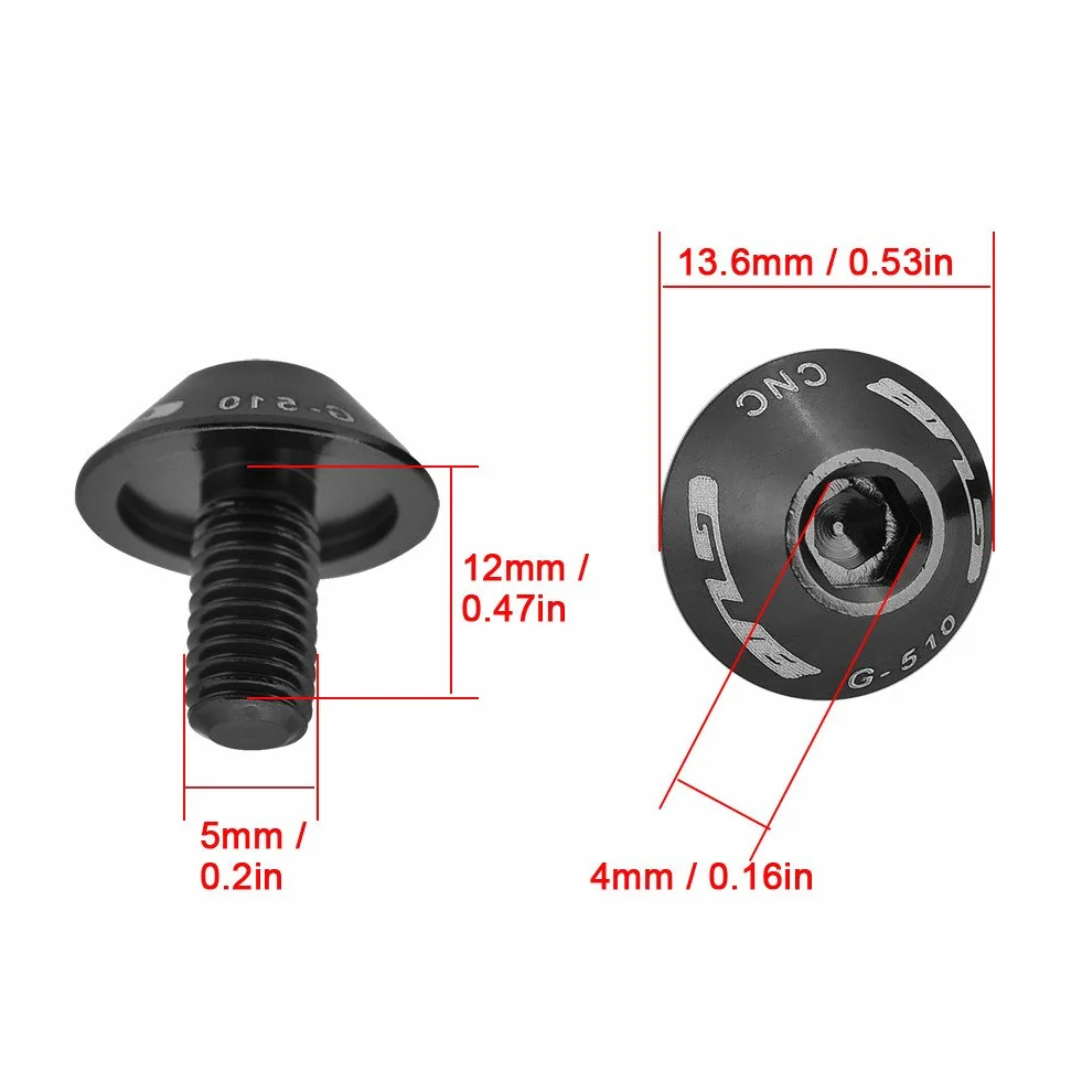 Aramox Śruba uchwytu na bidon rowerowy, M5 x 12mm, stop aluminium, czarna, 2 sztuki