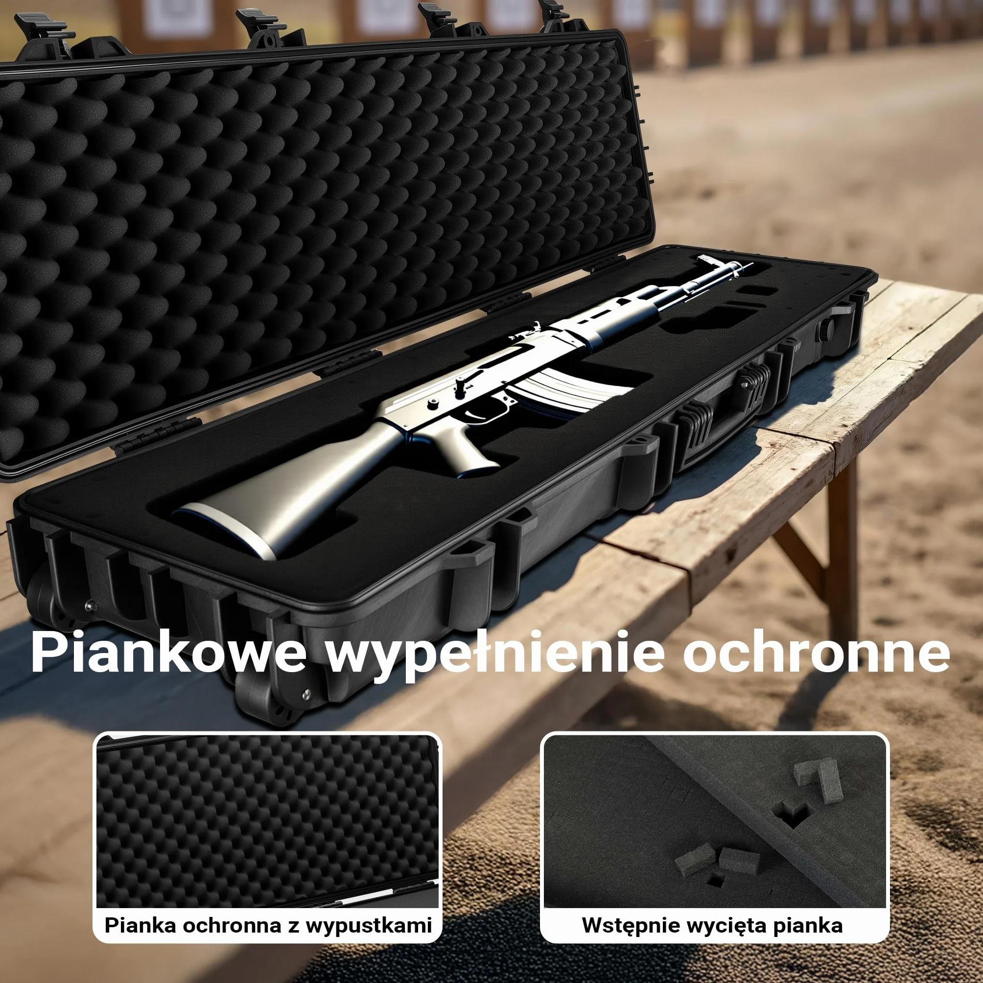 Wiltec Futerał na broń walizka z uchwytem i pianką do bezpiecznego transportu, o nośności 100 kg
