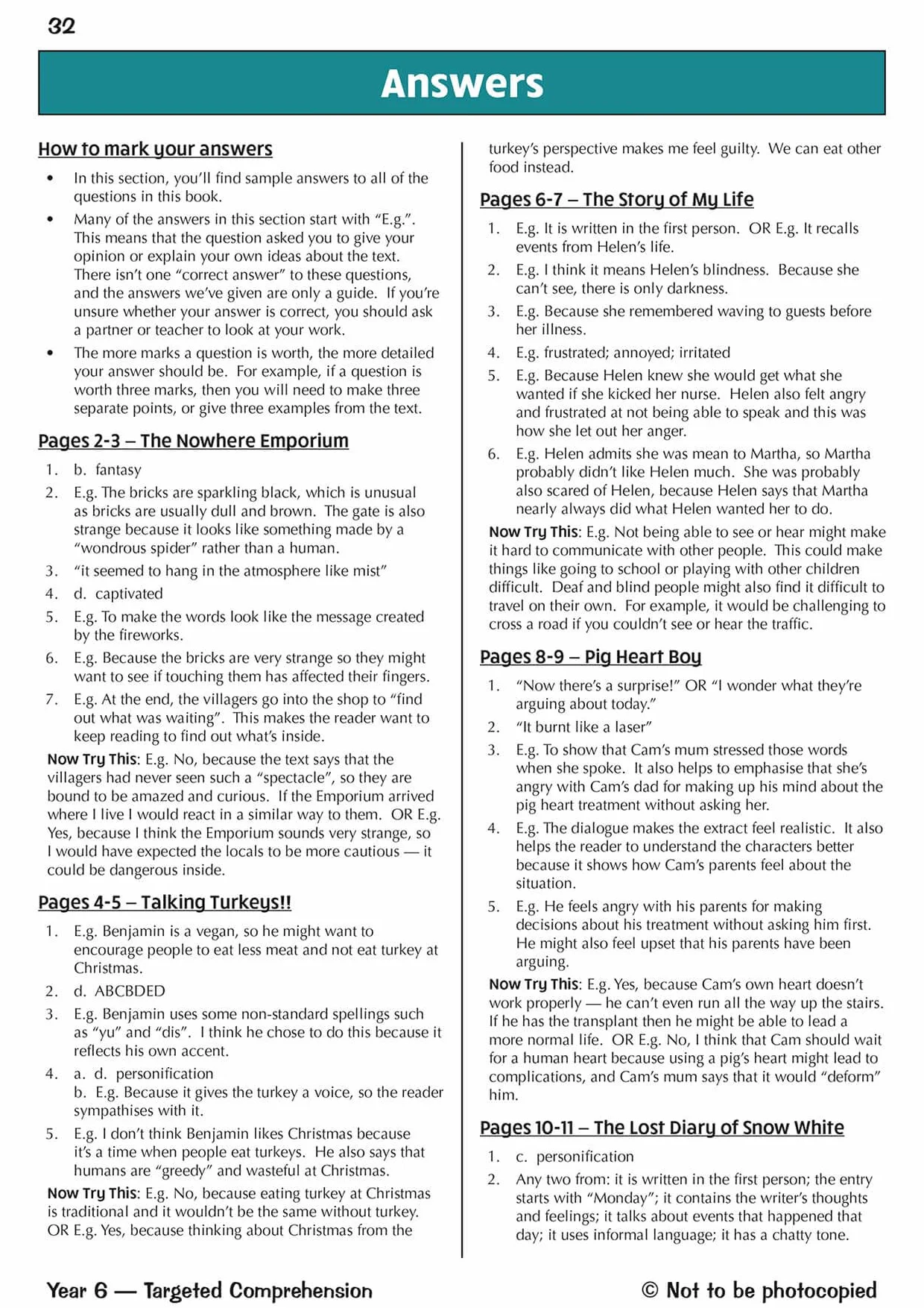 KS2 English Year 6 Reading Comprehension Targeted Question Book - Book 2 (with Answers)