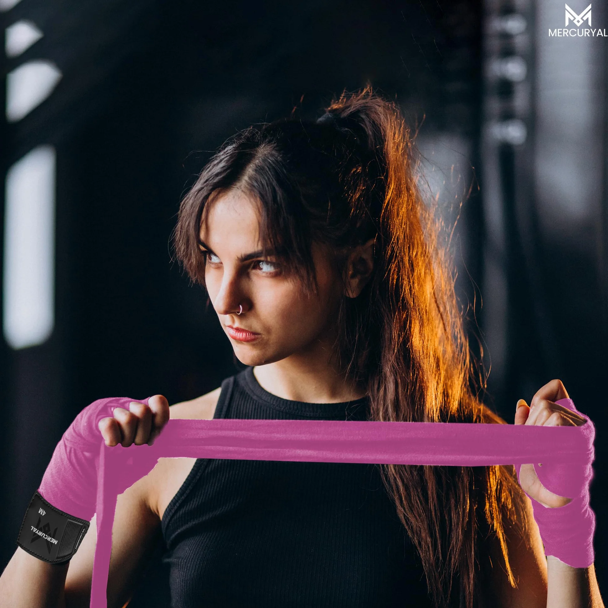 MERCURYAL Bandaże bokserskie 4m do ochrony dłoni - Hand Wraps Muay Thai MMA Kick Boxing (różowy)