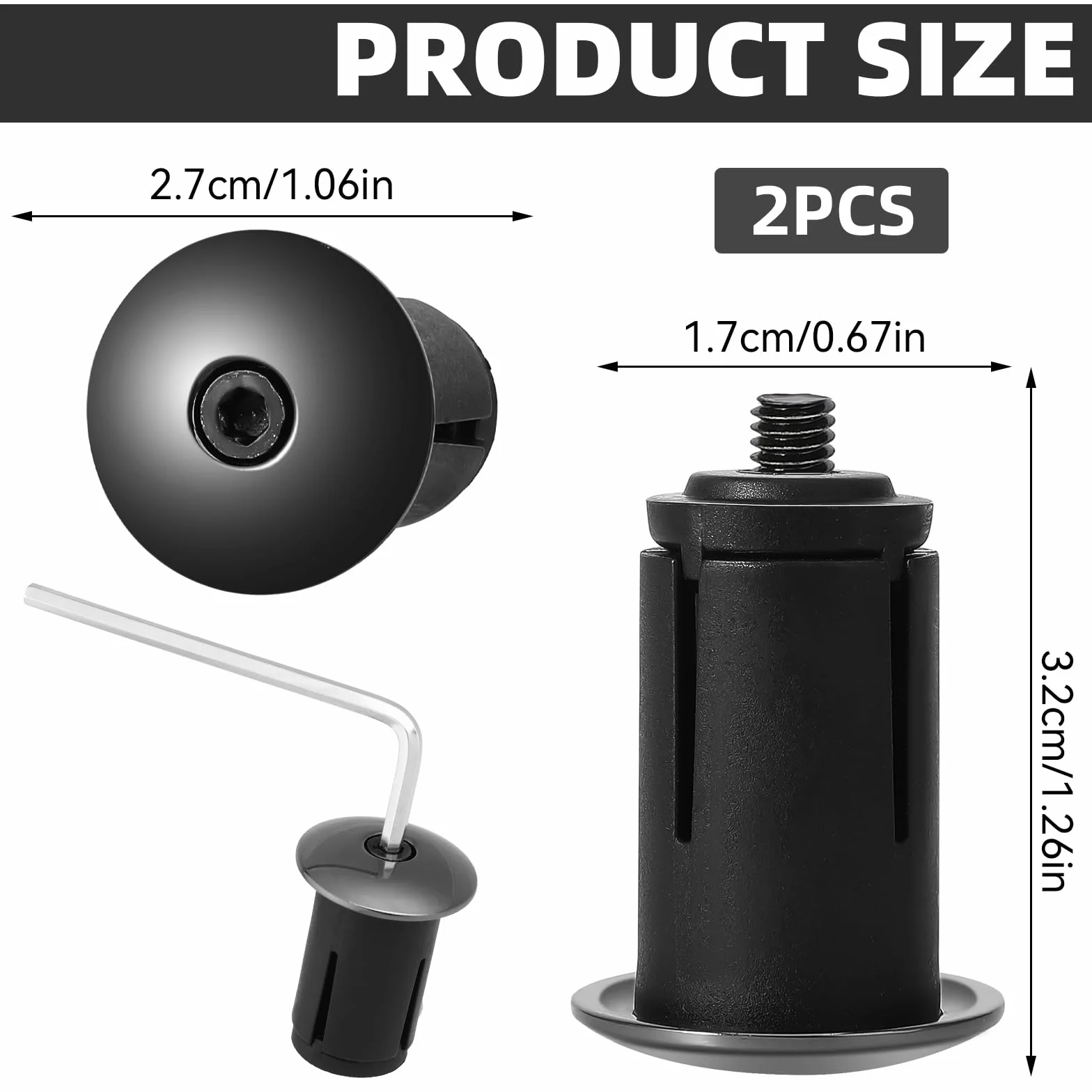 Mozeat Lens 1 para zaślepek do kierownicy rowerowej, stop aluminium, zatyczki końcowe do kierownic rowerowych, rozszerzalne, regulowane nakładki blokujące, czarne chwyty do roweru górskiego/szosowego