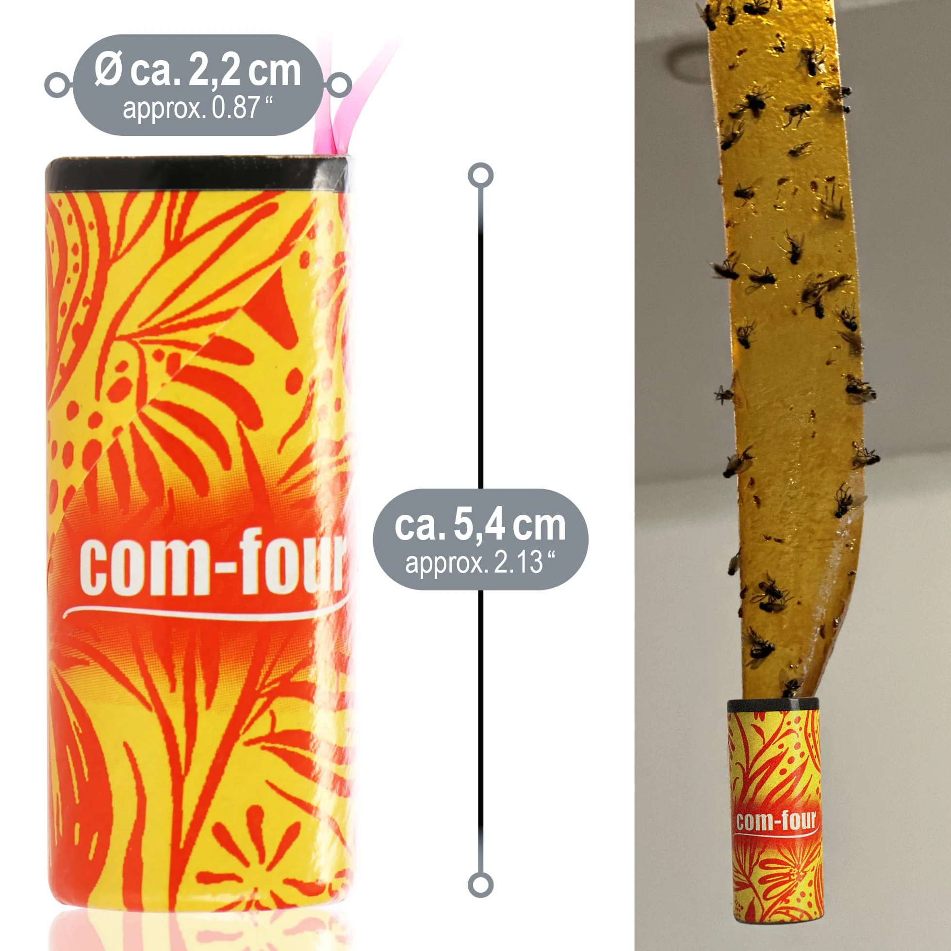 COM-FOUR® 16x lapacz much premium eko-naturalna pulapka samoprzylepna - pulapki na muchy w rolce przeciwko owadom takim jak muchy, komary i cmy - ekologiczna pulapka organiczna