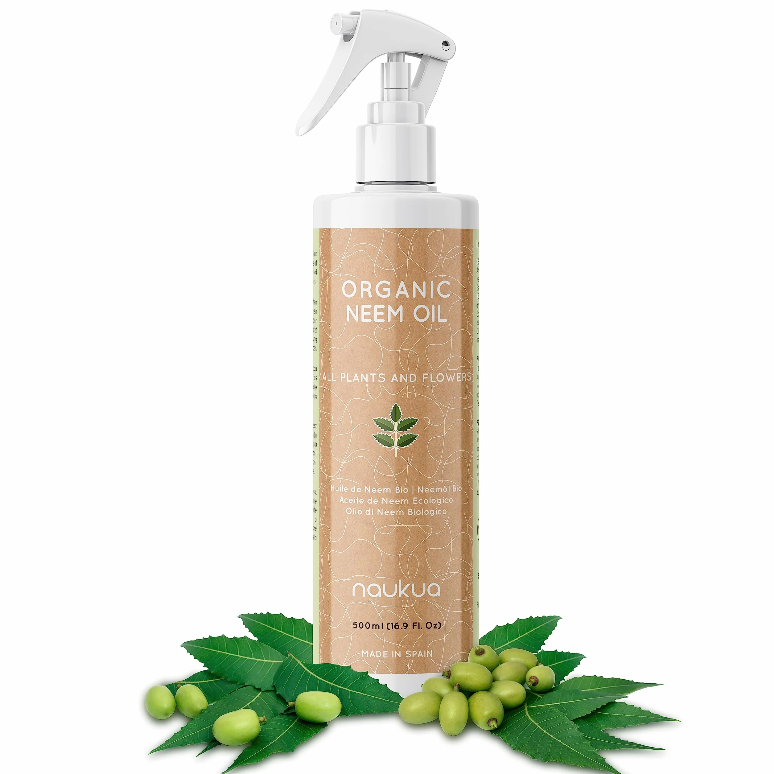 500ml Organiczny Olejek z Miodli Indyjskiej Do Roślin - 100% Naturalny i Nietoksyczny - Ochrona i Obrona Przed Wszystkimi Rodzajami Szkodników, Owadów i Chorób - Rośliny Wewnątrz i Na Zewnątrz - Gotowy Do Użycia Spray.