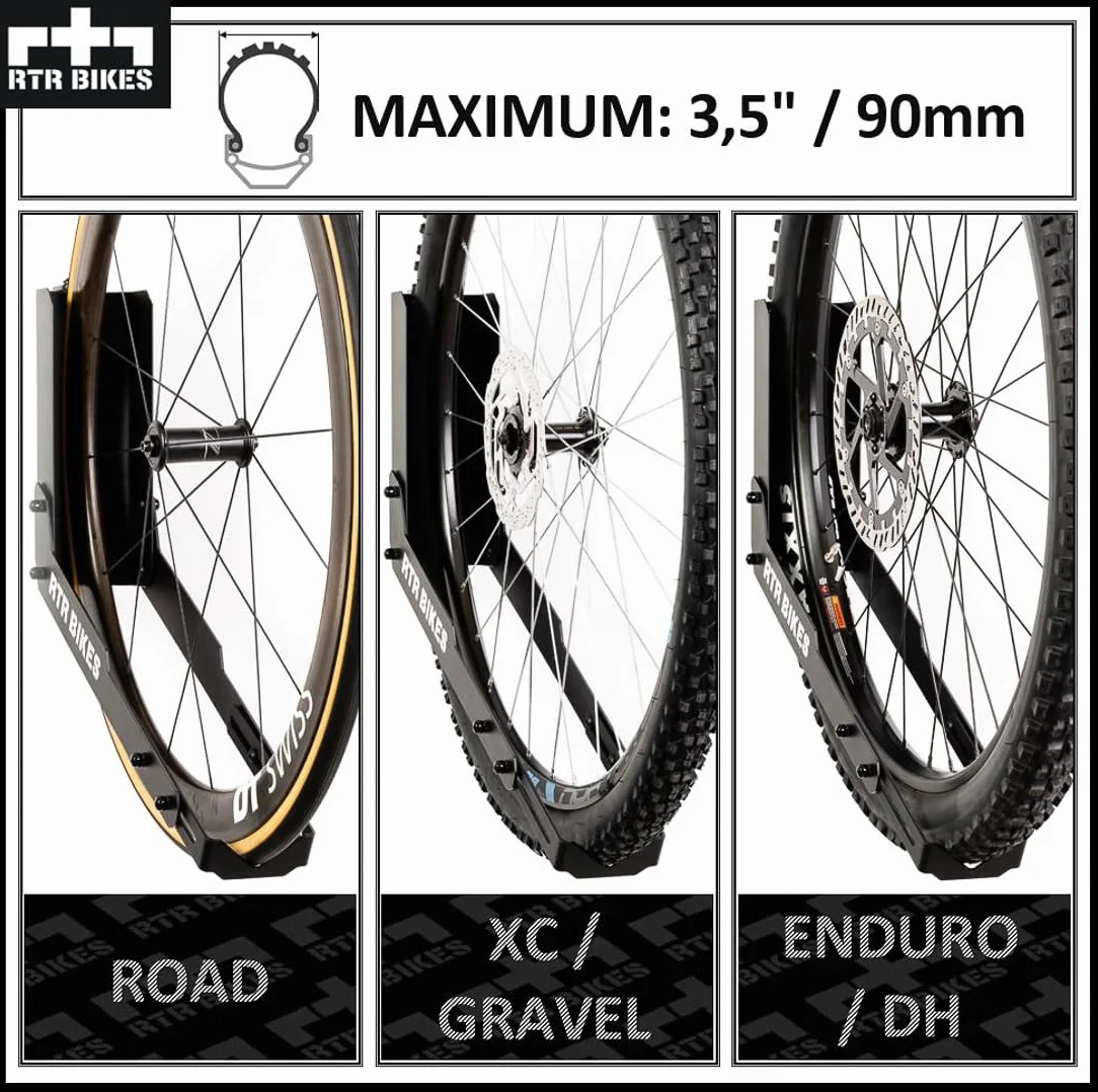 RTR BIKES Kranked Twist Obrotowy Wieszak Rowerowy na Ścianę – Uchwyt 180° – Do E-Bike i MTB do 30kg – Koła 24-29" i Opony 3,5" – Oszczędność Miejsca – Made in Poland