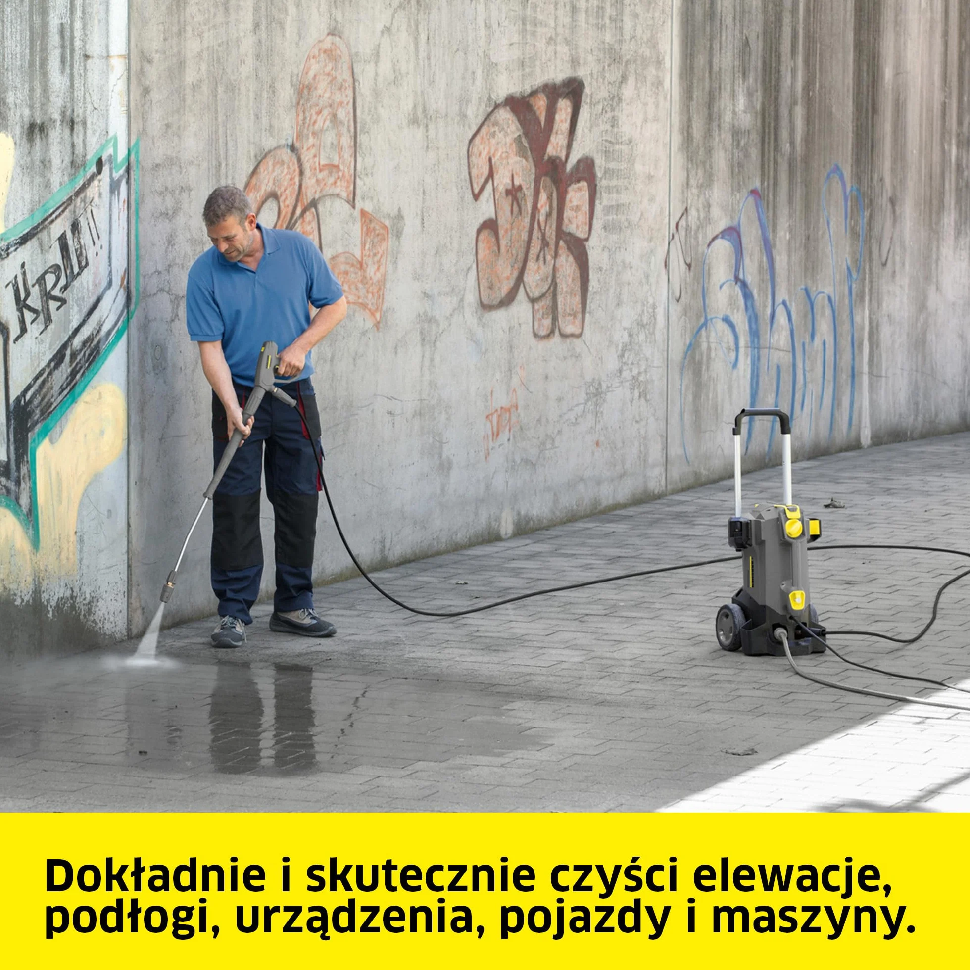 Kärcher urządzenie wysokociśnieniowe HD 5/15 C Plus + FR Classic, ciśnienie robocze: 150 bar, wydajność: 500 l/h, waga: 27,8 kg, wąż: 10 m, pistolet, dysza rotacyjna, myjka powierzchniowa. Zimna woda