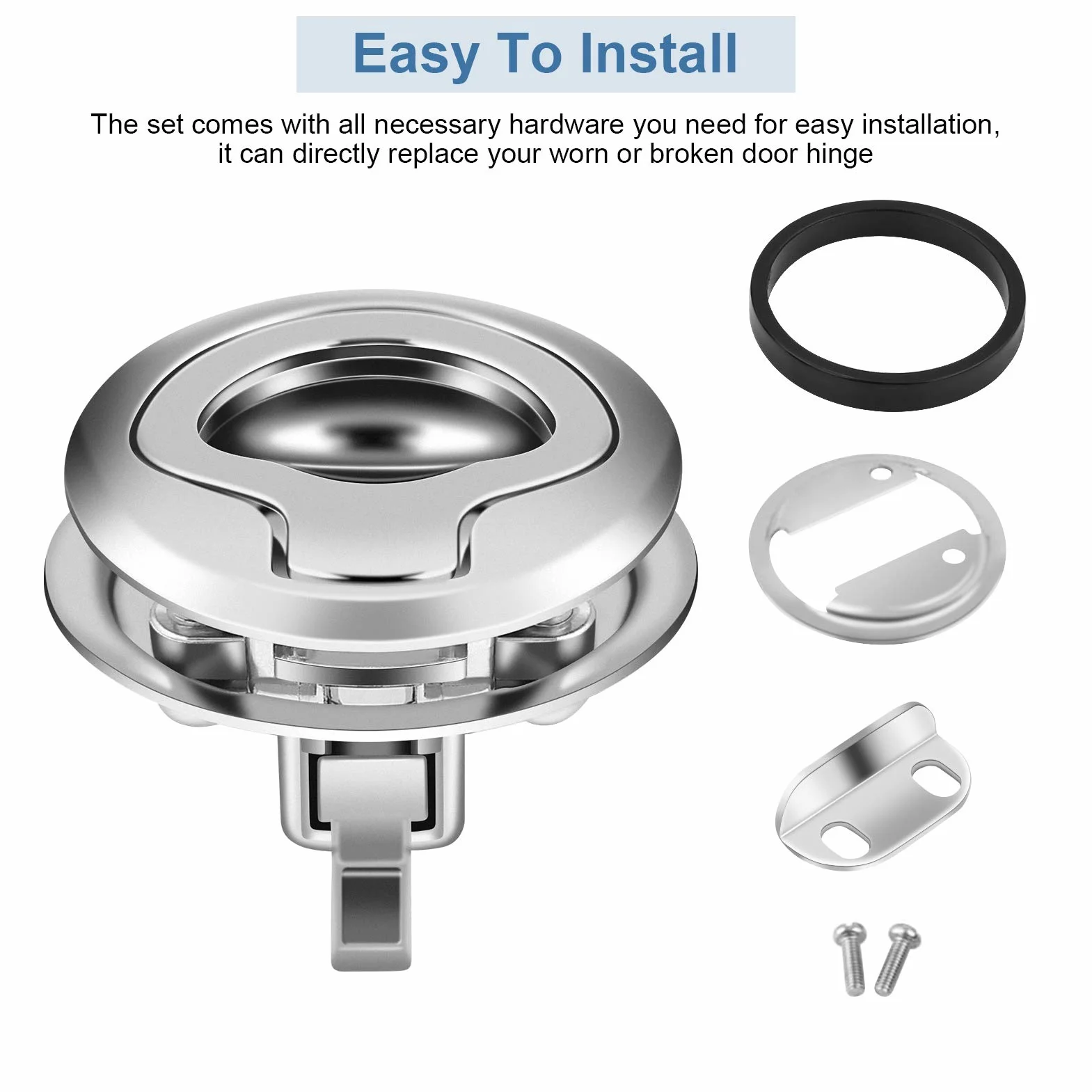 Podtynkowy zatrzask klapy, zatrzask klapowy ze stali nierdzewnej 1,8 cala morski zamek klapy mostu pierścień uchwyt Flush Pull Hatch Latch Latch do sprzętu łodzi morskiej RV jacht