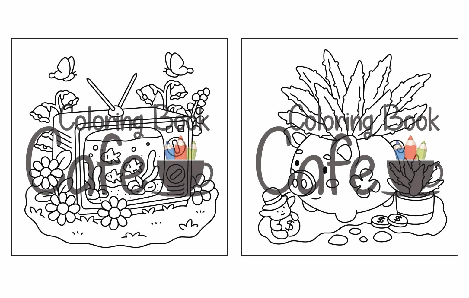 Tiny Gardens: Cute & Comfy Coloring Book for Adults and Teens Featuring Adorable Garden Scenes