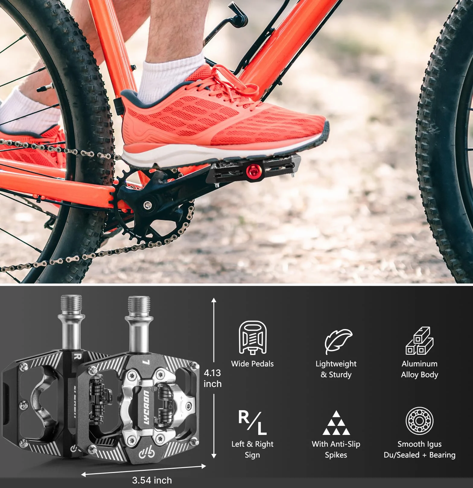 LYCAON pedały rowerowe MTB aluminium CNC łożyska uszczelnione kompatybilne SPD