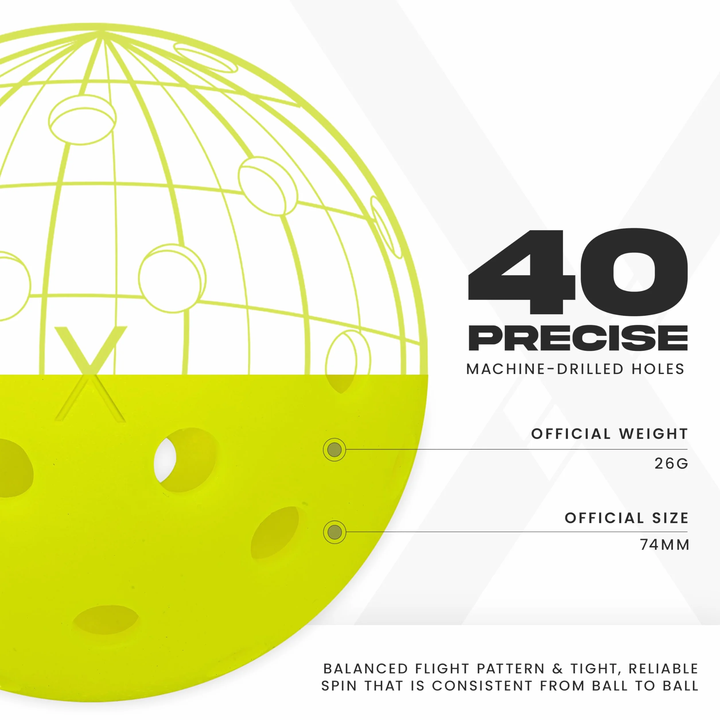 Franklin Sports X-40 Outdoor Pickleballs Oficjalna piłka USA Pickleball, APP Tour + Pickleball US Open – zestaw 3, 12, 36 wiaderek, opakowania zbiorcze 50, 100 + 400 szt. zgodnych z przepisami