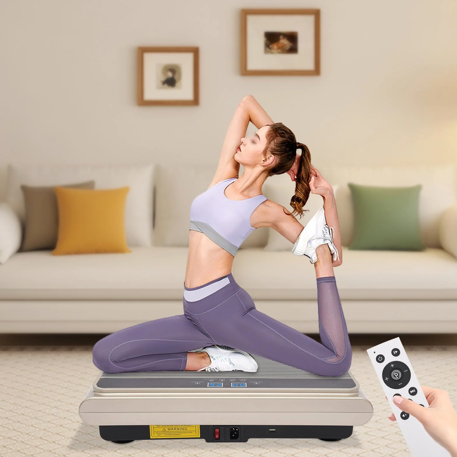 Platforma wibracyjna fitness z Bluetooth i silnikiem żelaznym szara srebrna