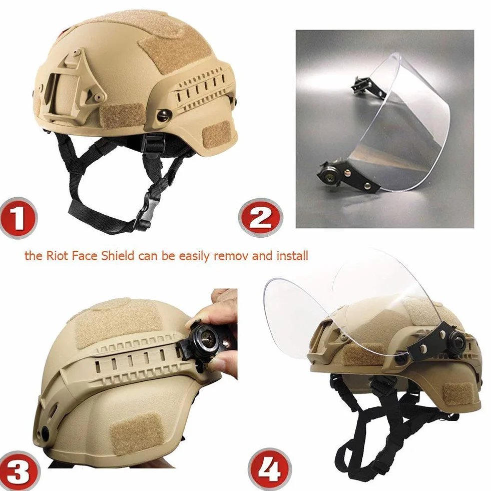Kask Airsoft Mich 2000 Quick z uchwytem NVG i goglami.