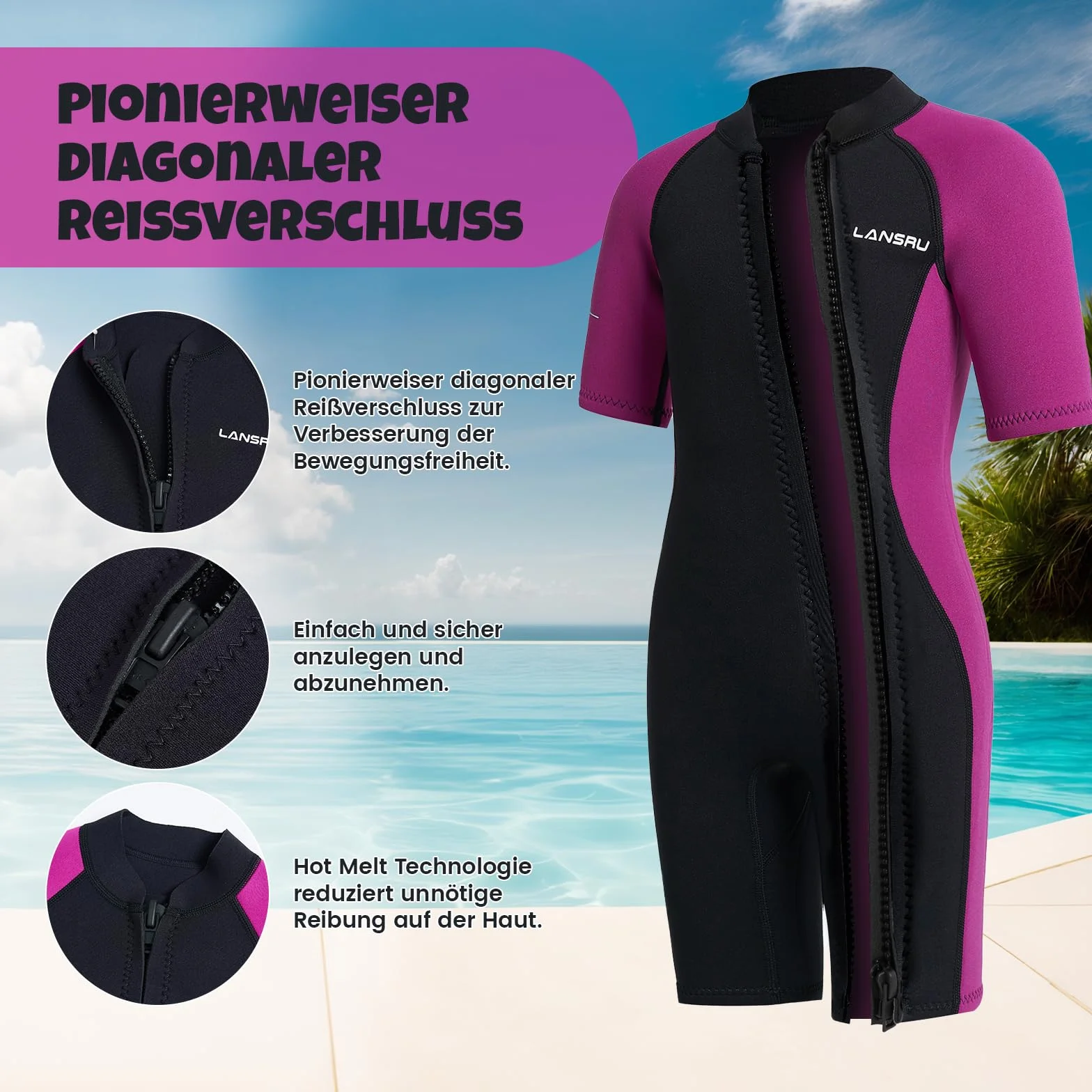 Kombinezon neoprenowy dla dzieci, 2,0 mm, krótki neopren dla chłopców, pionierski zamek błyskawiczny na całej długości, ochrona przed promieniowaniem UV, kombinezon termiczny do surfowania,