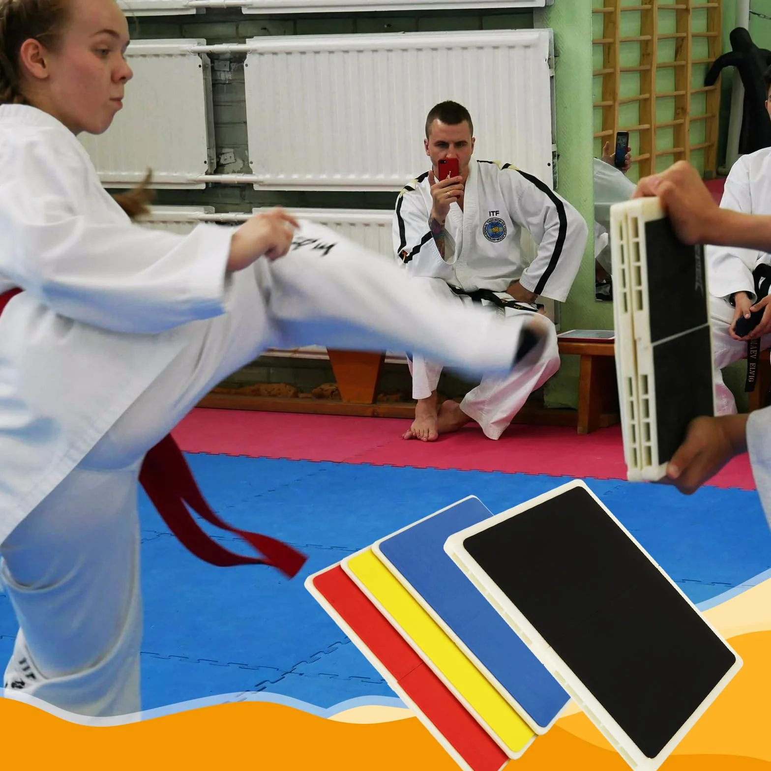 SHUESS 4 sztuki wielokrotnego użytku, plastikowe taekwondo deski do łamania, dostępne w 4 poziomach trudności, tablice treningowe Karate Mma Ninja do łamania