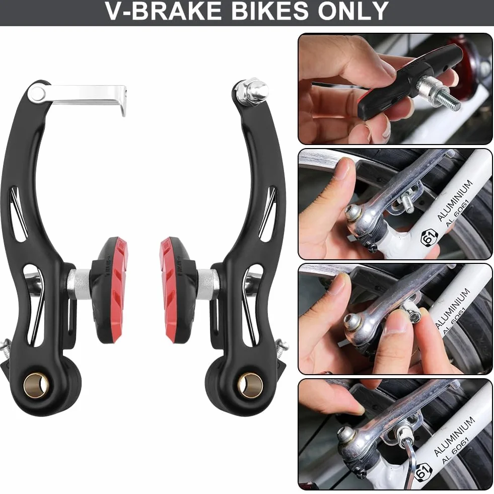 Klocki hamulcowe do hamulców typu V-Brake, 4 sztuki, uniwersalne klocki hamulcowe, zestaw szczęk hamulcowych, szczęk hamulcowych do roweru, klocki hamulcowe ze śrubami z kluczem płaskim
